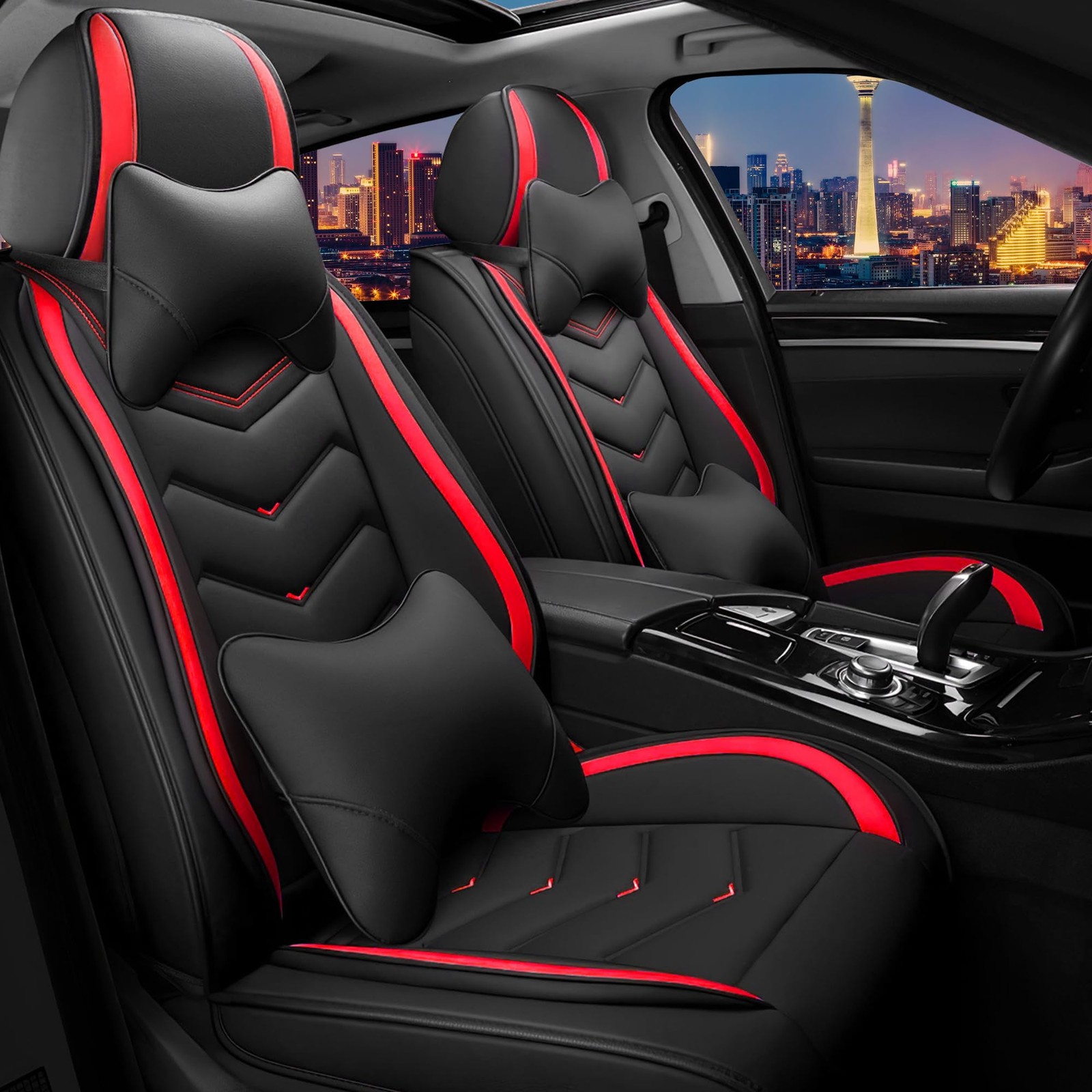 Car Seat Covers for RAM 2500 2012-2026 Sport Nappa Leather 2 Seats Black Red