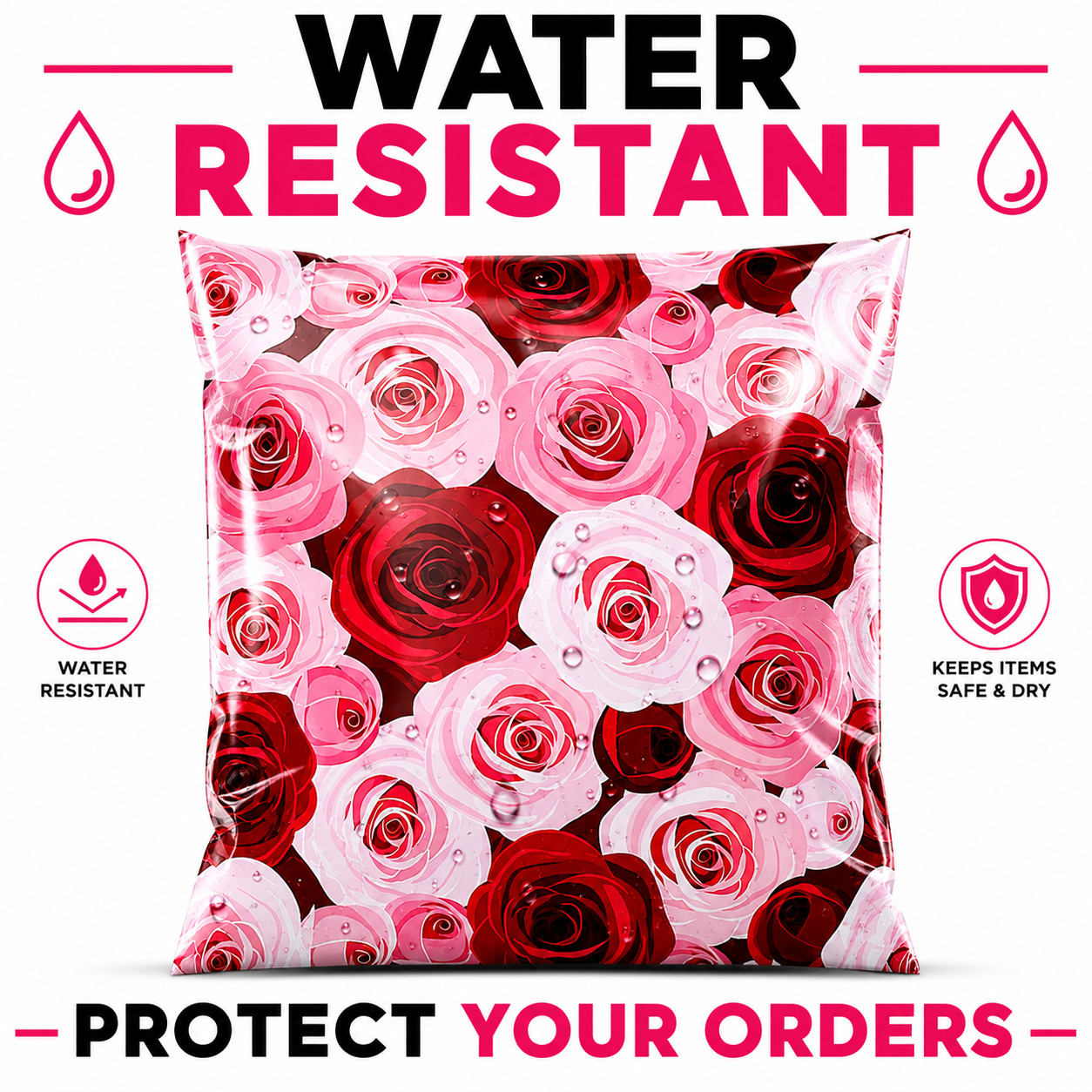 Roses Poly Mailers 10×13 Designer Shipping Bags Self Seal Boutique Mailers