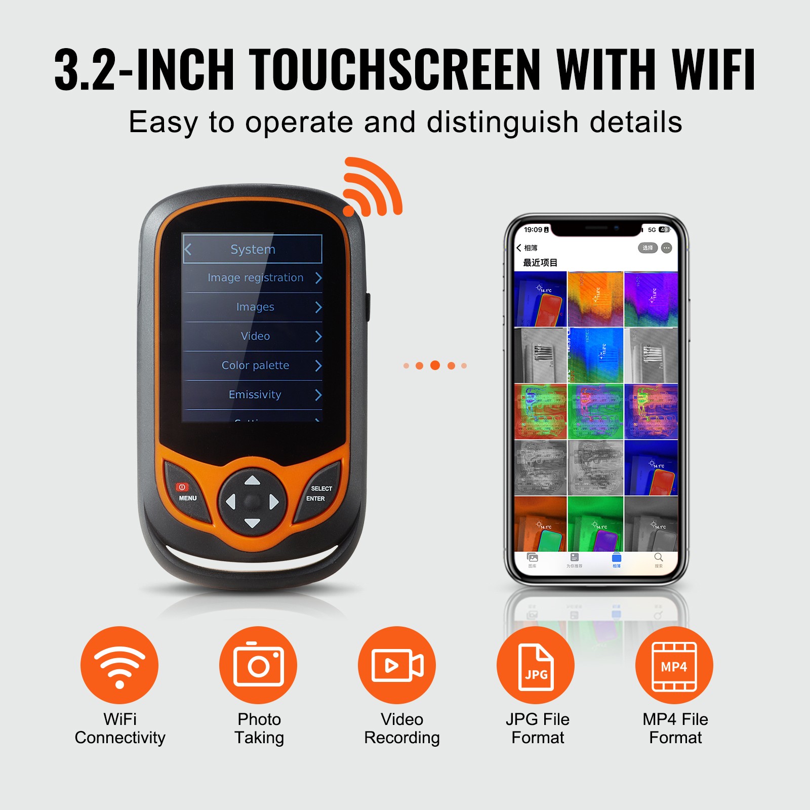 VEVOR Thermal Imaging Camera 256×192 IR Resolution Pocket Thermal Imager & WiFi