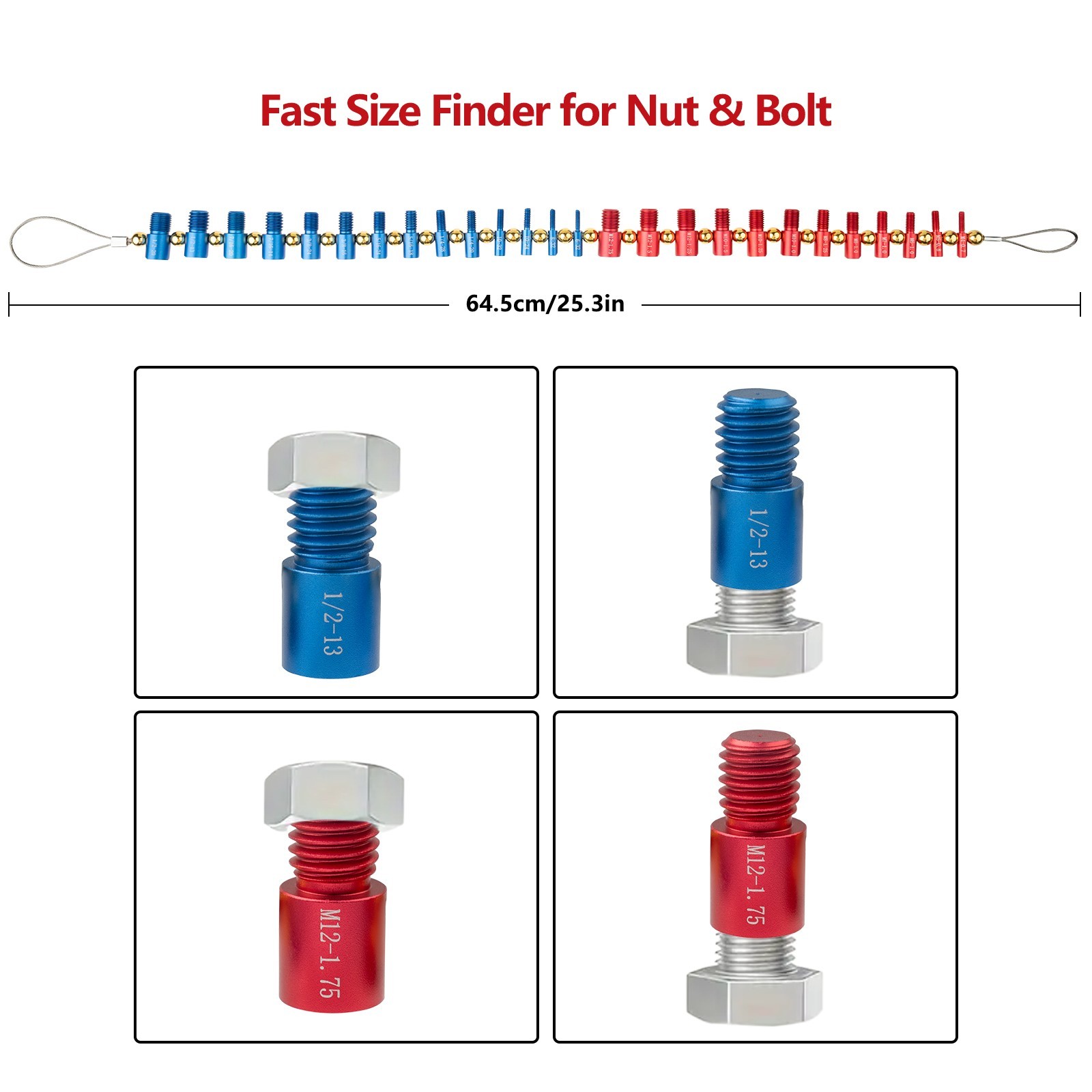 Nut and Bolt Thread Checker Inch & Metric Thread Gauge Nut and Bolt Size Gauge N