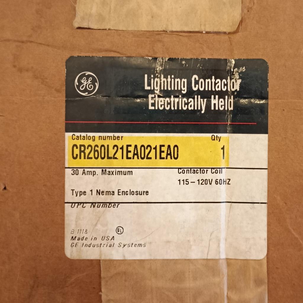GE Electrically Held Lighting Contactor CR260L21EA021EA0 30A 115/120V Coil w HOA