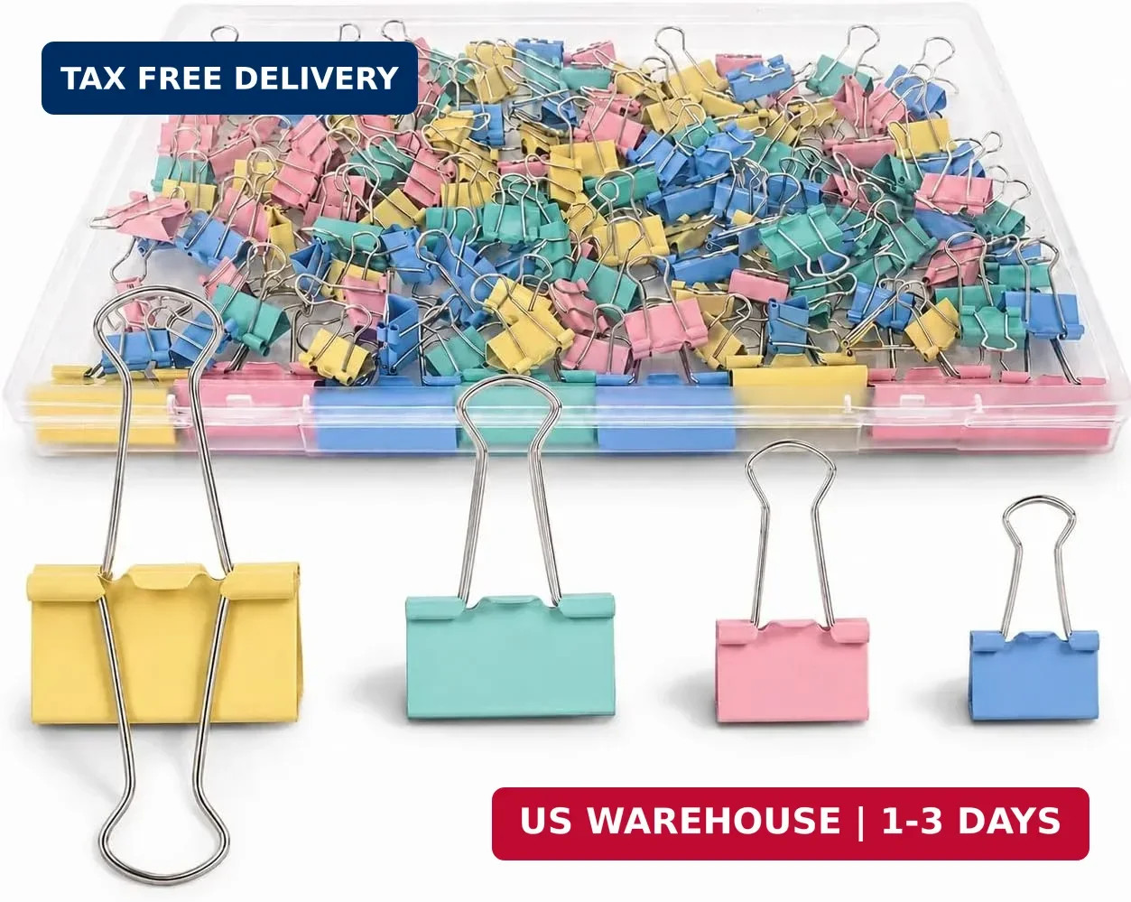 180Pcs Colorful Binder Clips Assorted Size, Metal Paper Clips for Daily Use | Cl