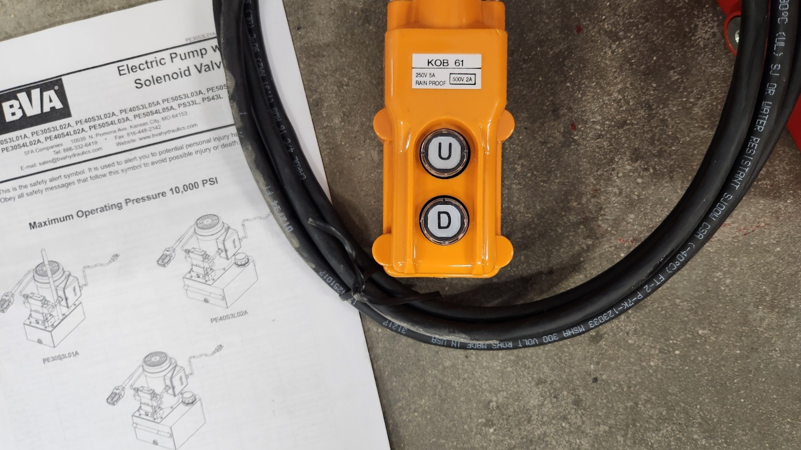 BVA PE30S3L01A 120v 10k PSI Hydraulic Pump w/Pendant Enerpac SPX NEW IN BOX