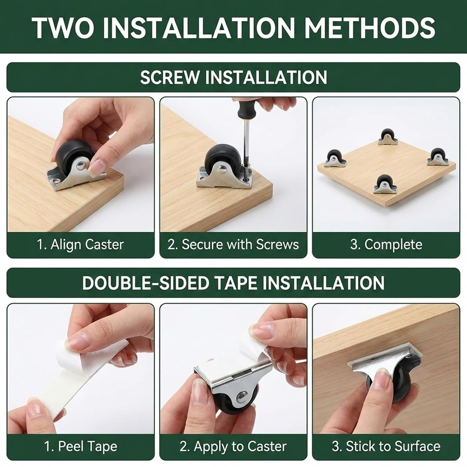 Complete 12 Pcs Mini Caster Wheels Set – Ideal for DIY and Furniture Projects