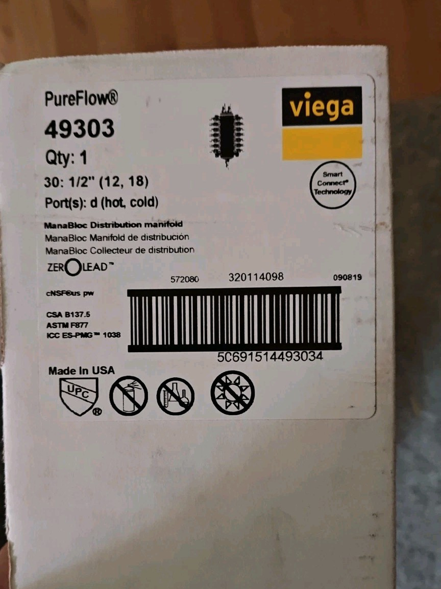 Viega Puré Flow 49303 30 1/2″ (12 ,Hot And 18 Cold Mana Block 30 Port