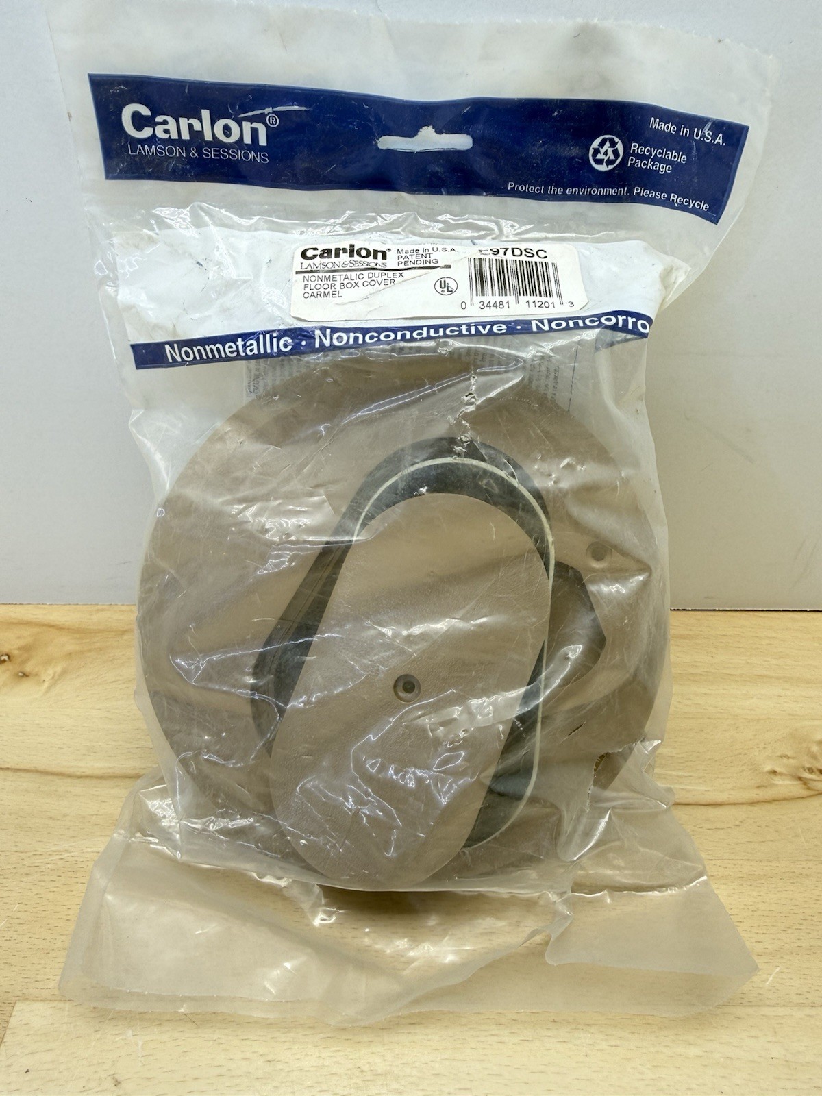 Carlon E97DSC Floor Box Cover Duplex Receptacle Caramel Color