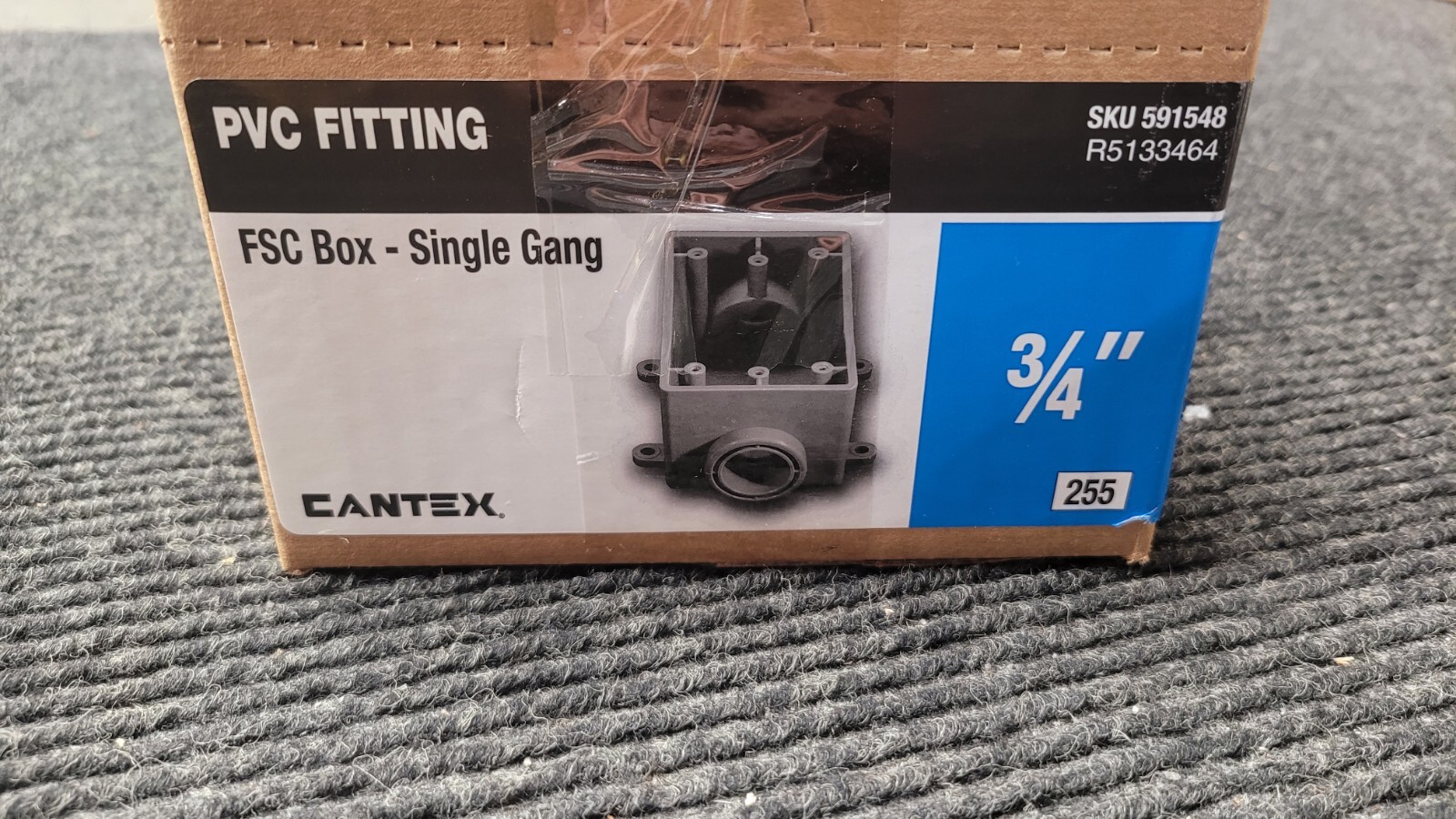 BOX of 12, CANTEX 5133464 3/4″ 1G PVC FSC BOX