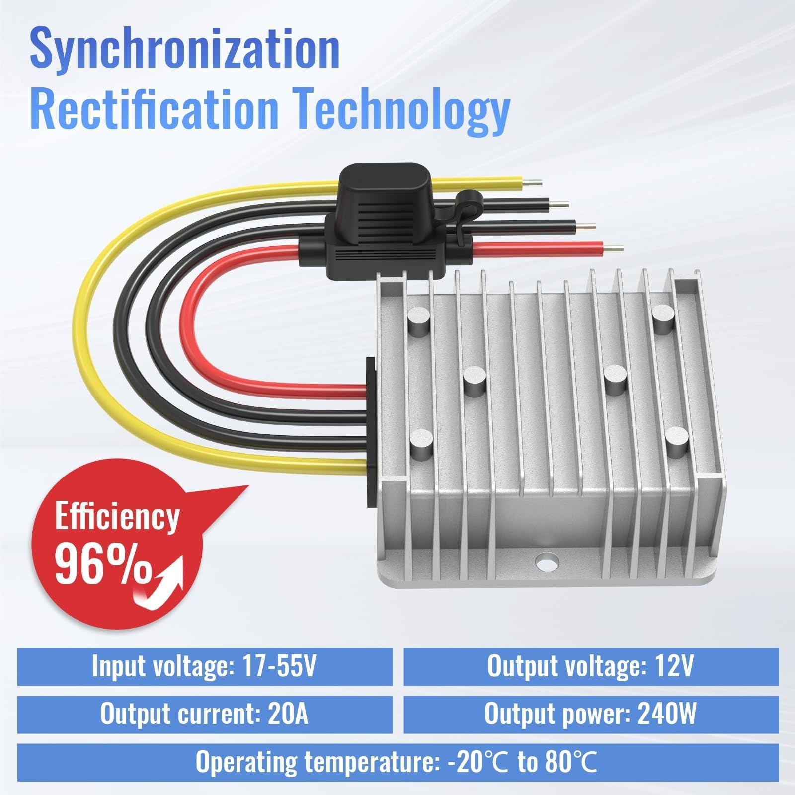 DIY 240W 20A Voltage Reducer ，DC 17-55V to 12V Step Down Converter Regulator