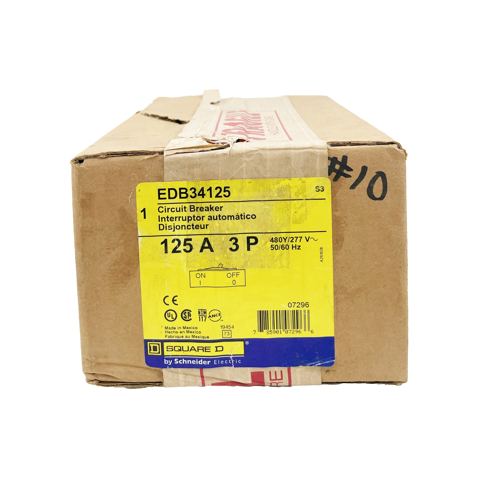 NIB – Square D – EDB34125 – Molded Case Circuit Breaker – 125A, 3-Phases, 480V
