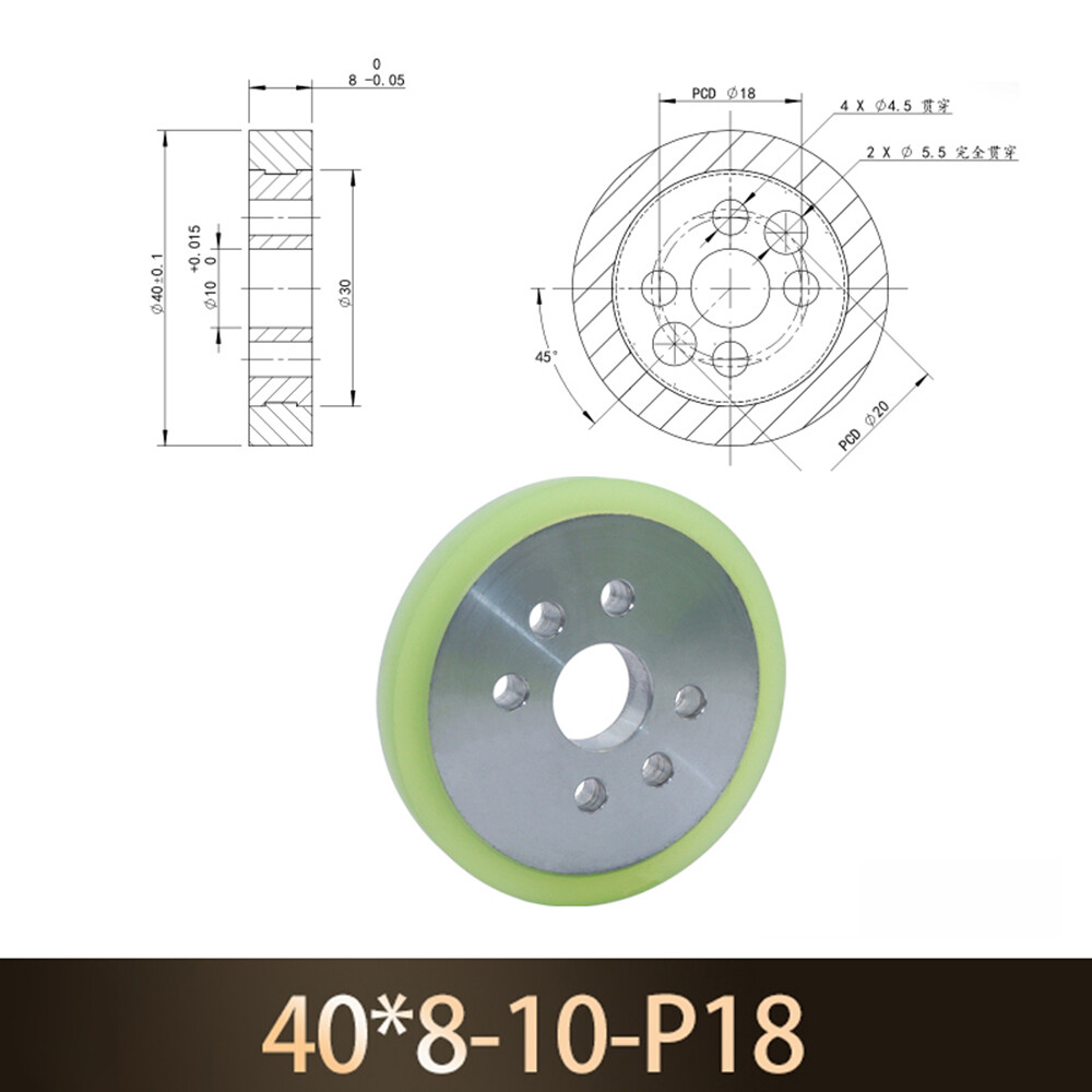 Aluminum Alloy Rubber Coated Roller With Hole Type Drive Pulley/Wheel Dia40-80mm