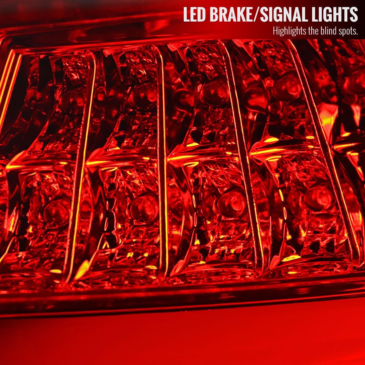 Fits 2015-2017 Red/Clear Full LED Rear Tail Lights Brake Lamps Pair