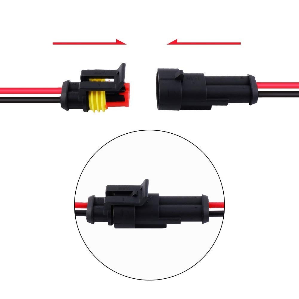 Waterproof 2Pin Connector Kit – 18AWG, Quick Connect & Disconnect, 10pcs