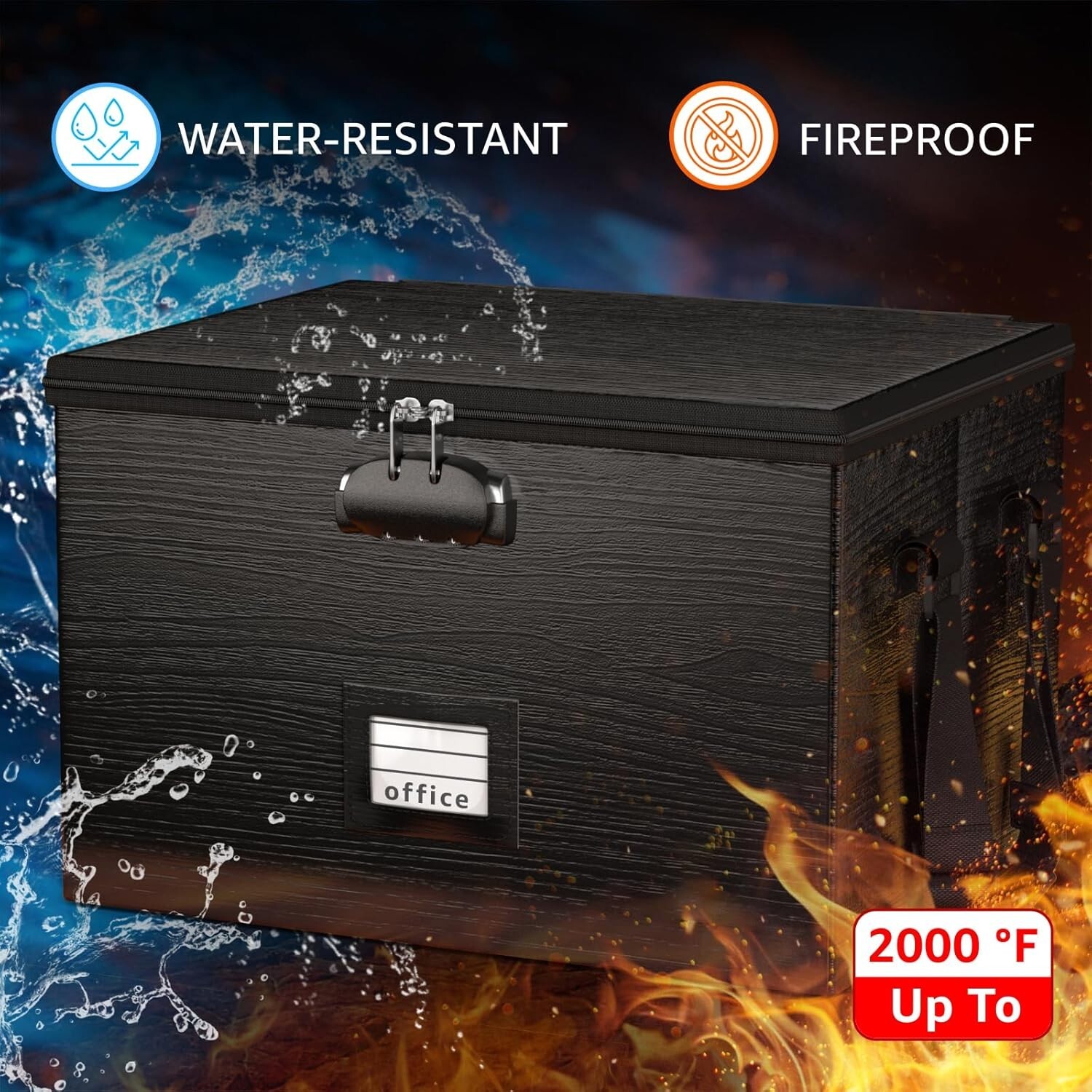 Fireproof Document Box File Organizer – Portable Locking Filing Storage Box