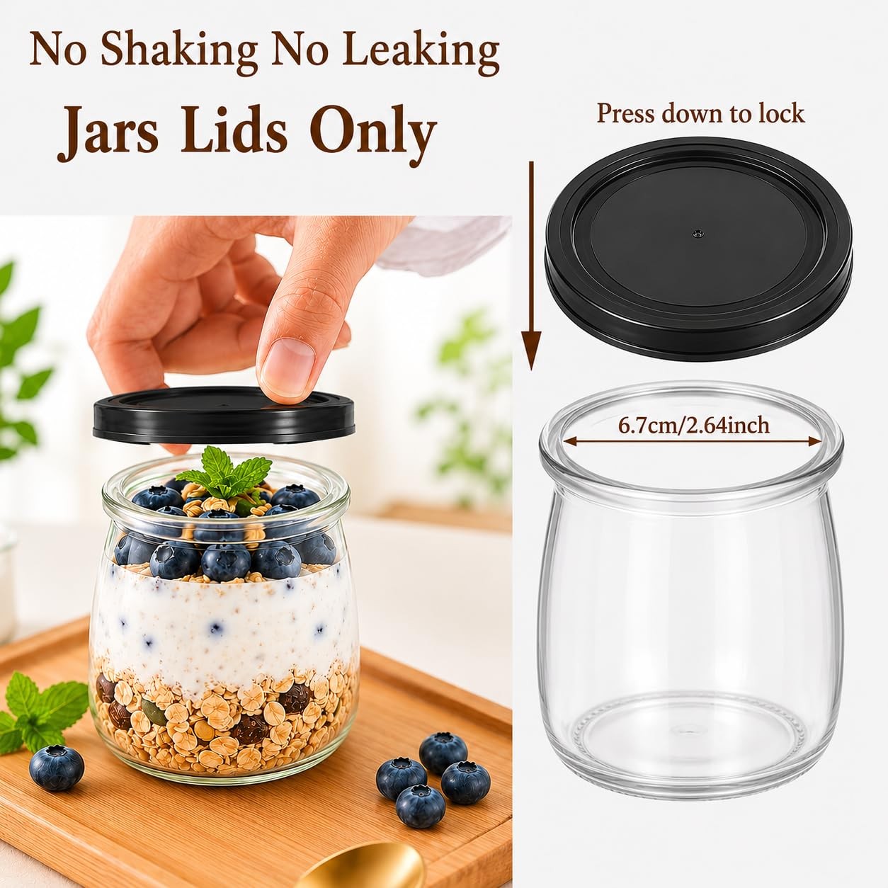 15 Pack Yogurt Jar Lids, BPA-Free Yogurt Container Jar Lids, Reusable Clear P…