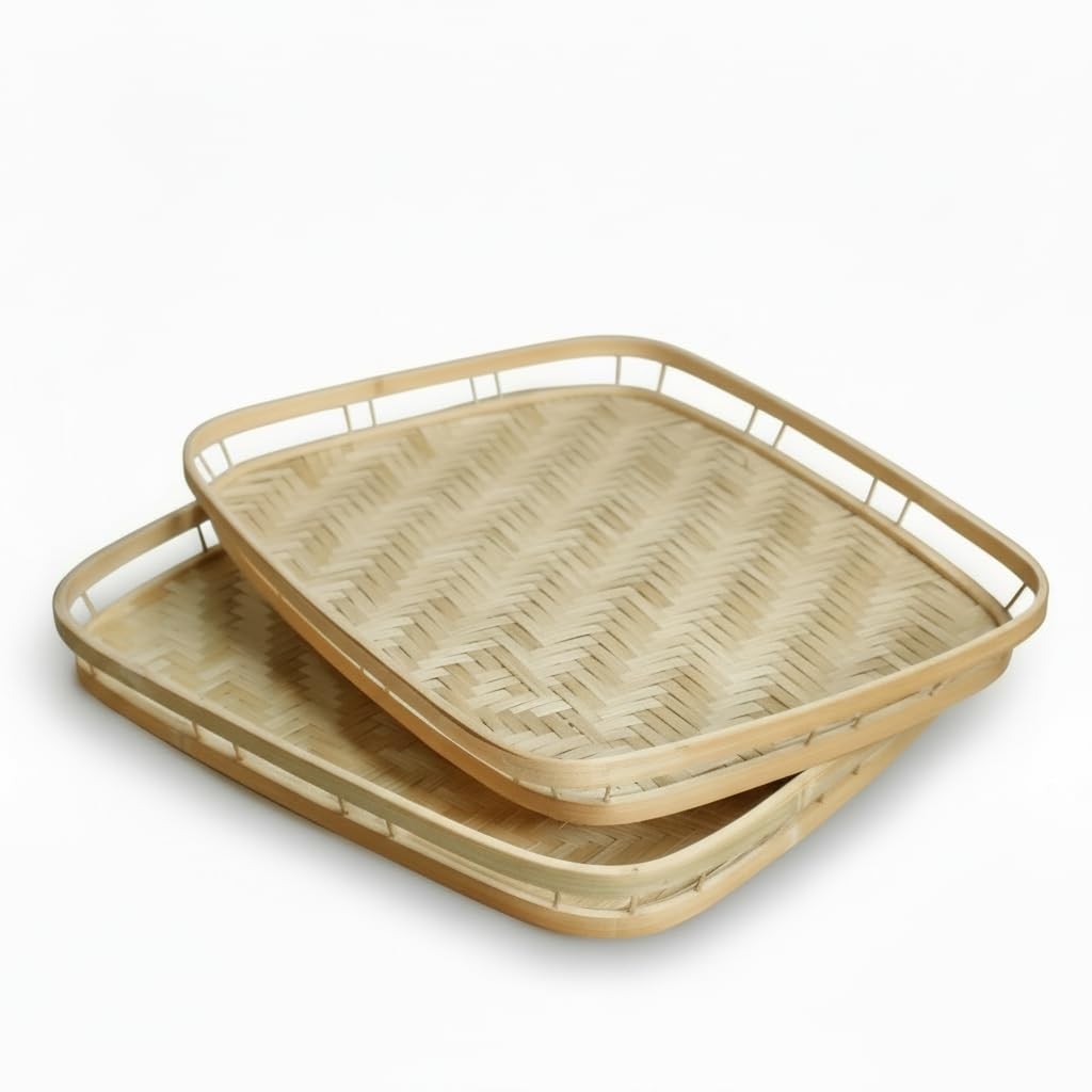 PEMAR Wicker Serving Trays w Standard (16.93″L x 13″W), Natural