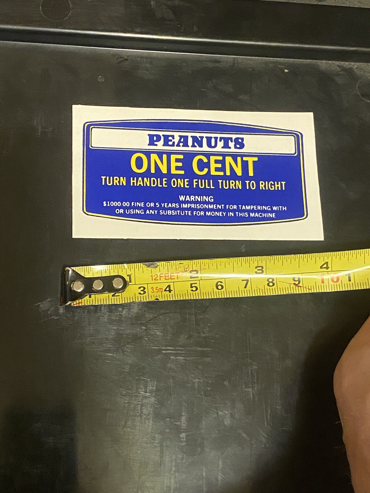 One Cent Peanuts Decal for a Norris Master Peanut Gumball Vending Machine (126)