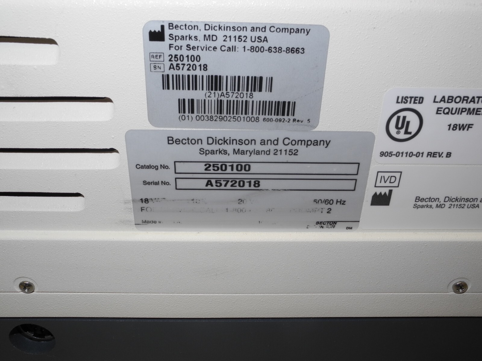 BECTON DICKINSON VPIII BD MICROPROBE PROCESSOR MODEL 250100 W/ BD LYSIS BLOCK