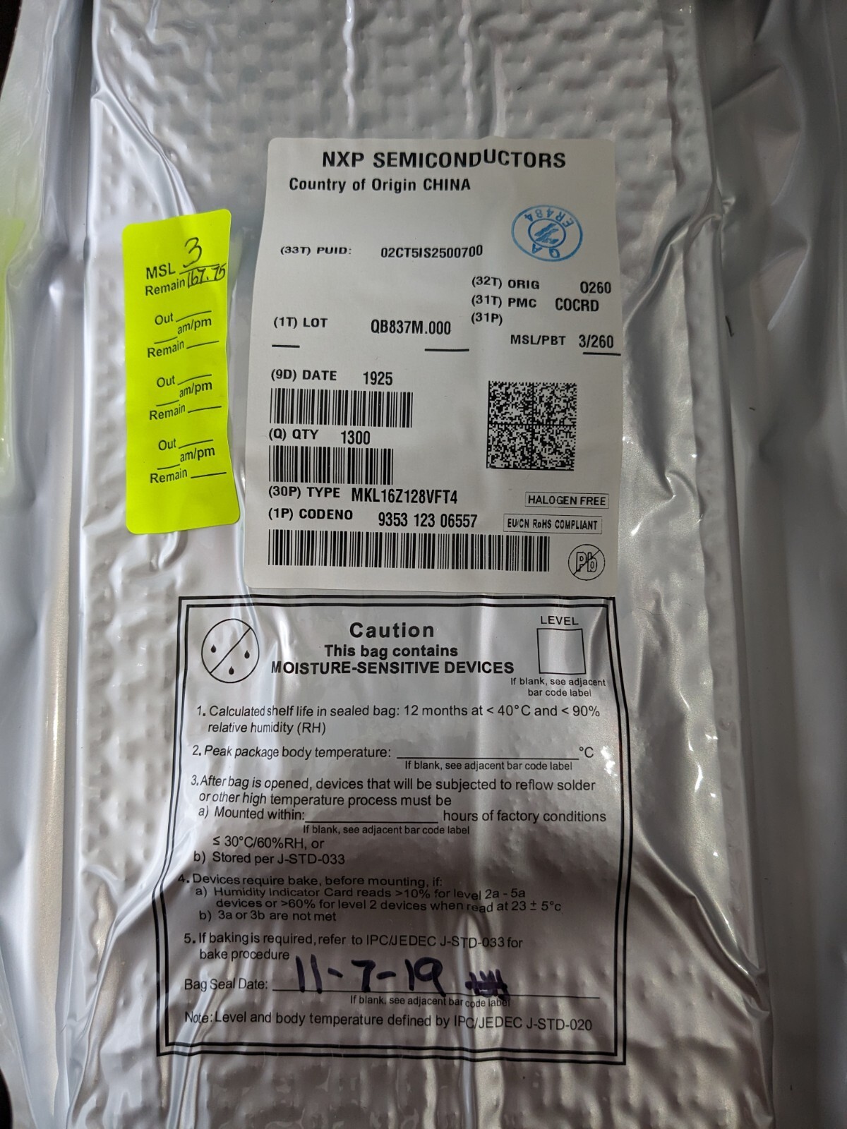 1300x USA NEW Sealed NXP ARM Cortex Kinetis IC MCU 32BIT 128KB FLASH 48QFN