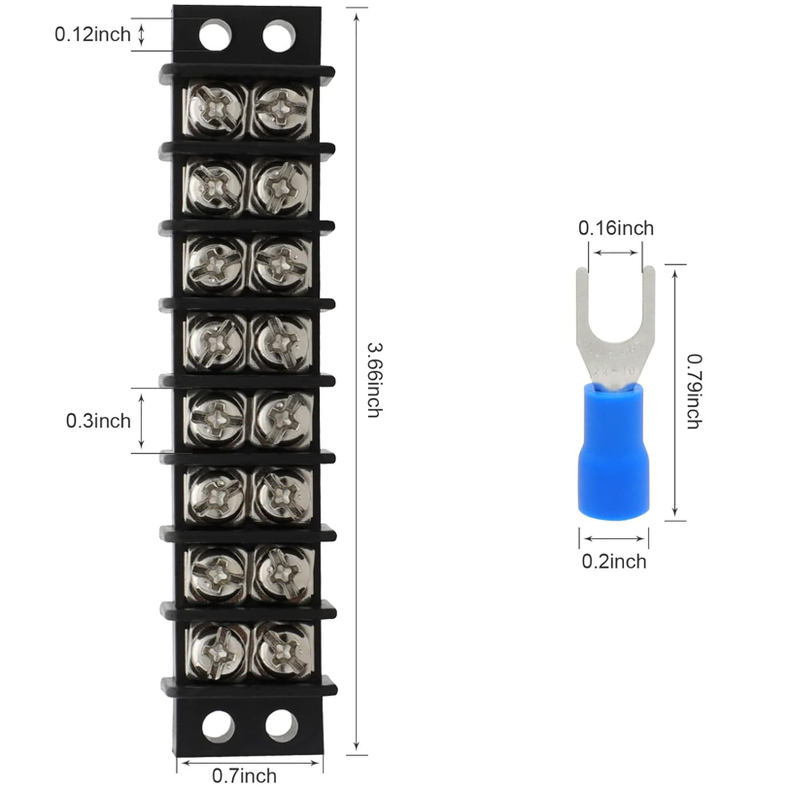 Terminal Block,2 Pack 8 Circuits 20-30A 200v-450v Dual Row Screw Terminals Strip