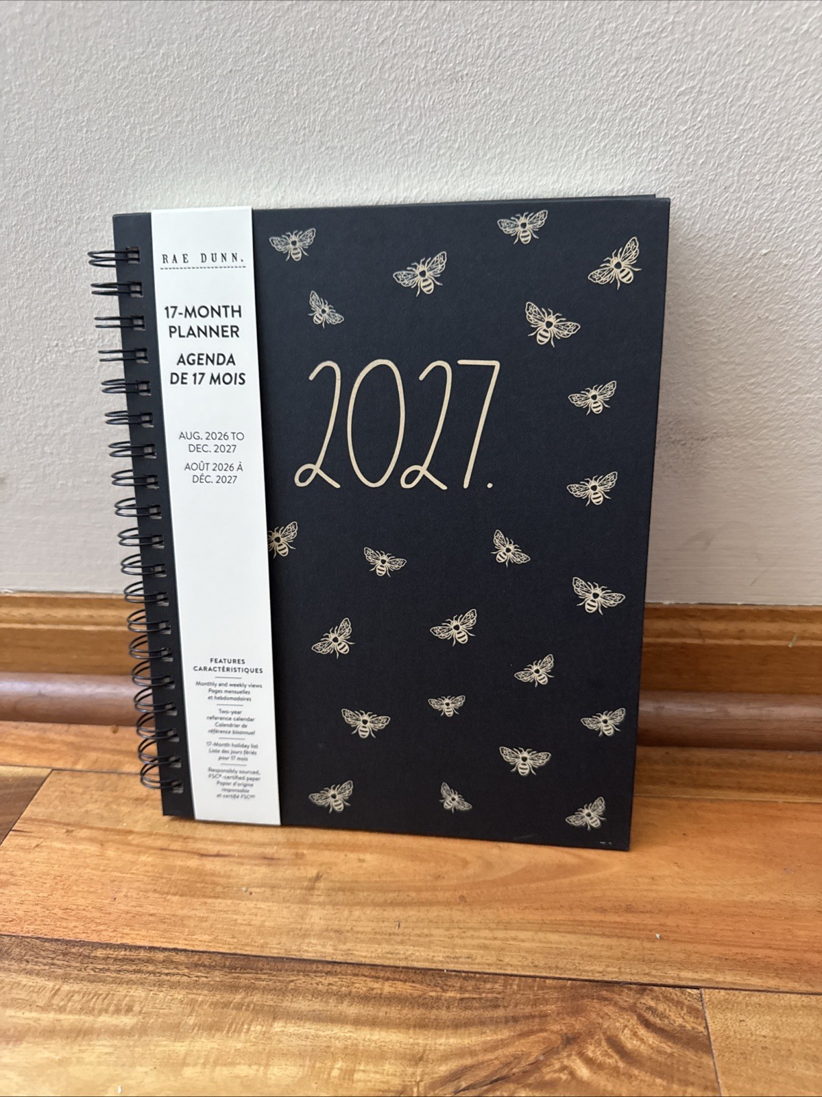 2027 Planner Rae Dunn Planners 17 Months Aug 2026- Dec 2027 Black Bee
