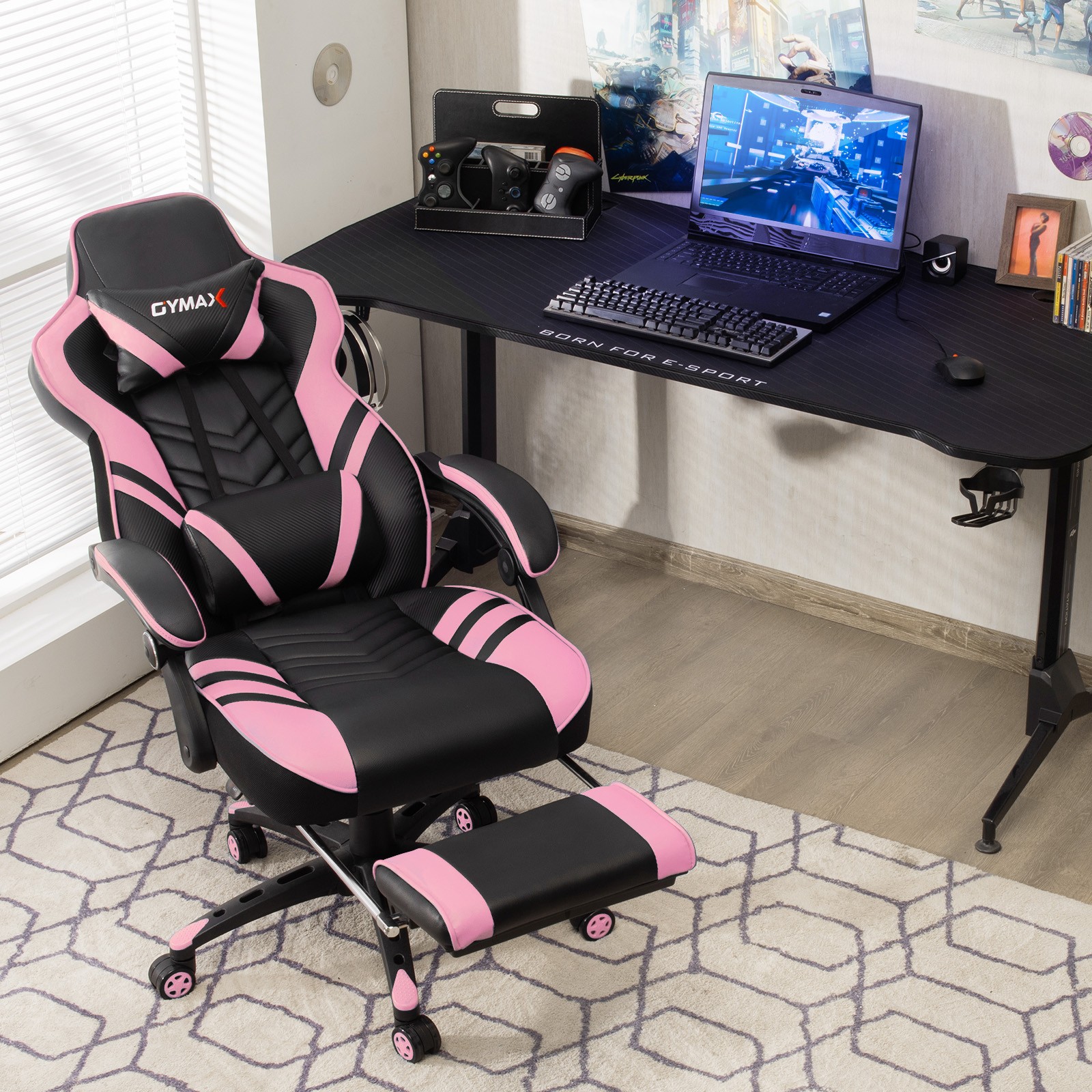 Costway Gaming Chair Adjustable Swivel Office Computer Desk Chair w/Footrest