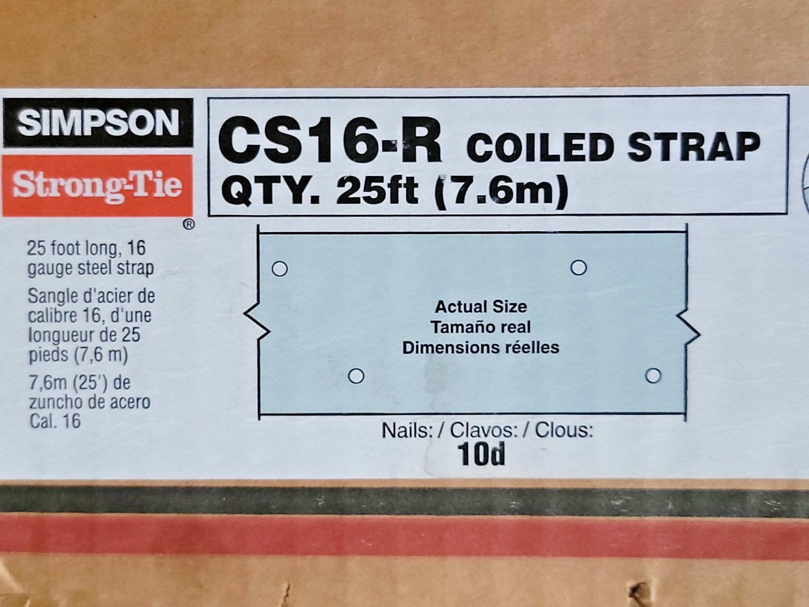 Simpson Strong-Tie CS16-R Coiled Strap 25ft. (7.6m) 16 Gauge – NEW READ