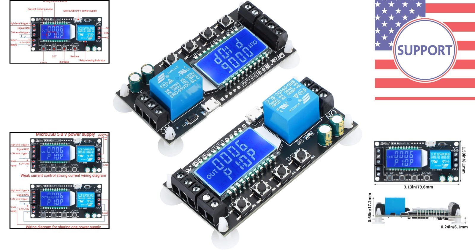 Versatile 2pcs Time Delay Relay Module DC 5V-30V with Custom Parameter Settings