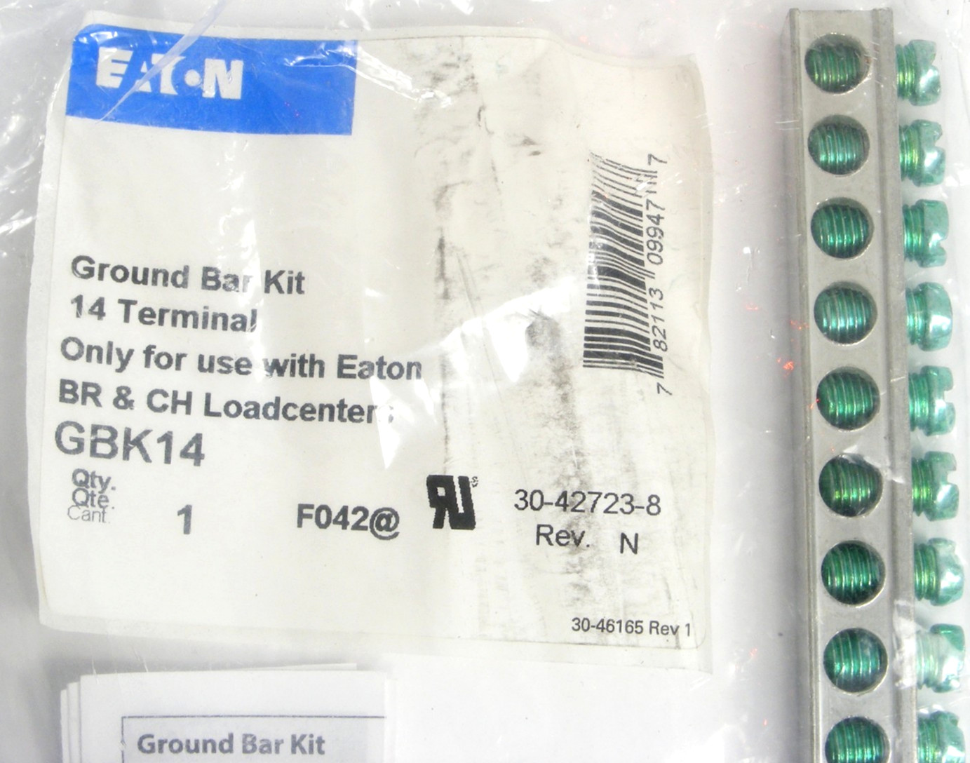 NEW SEALED Eaton Cutler-Hammer GBK14 Ground Bar Kit, 14-Terminal, 14-4 AWG Cu/Al