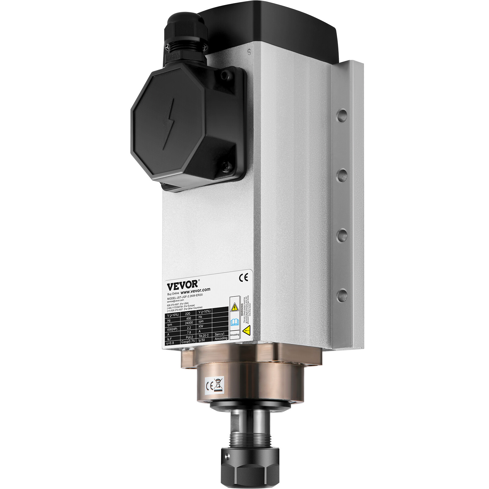 VEVOR Square CNC Spindle Air Cooled Motor 2.2KW 220V ER20 Collet Ceramic Bearing