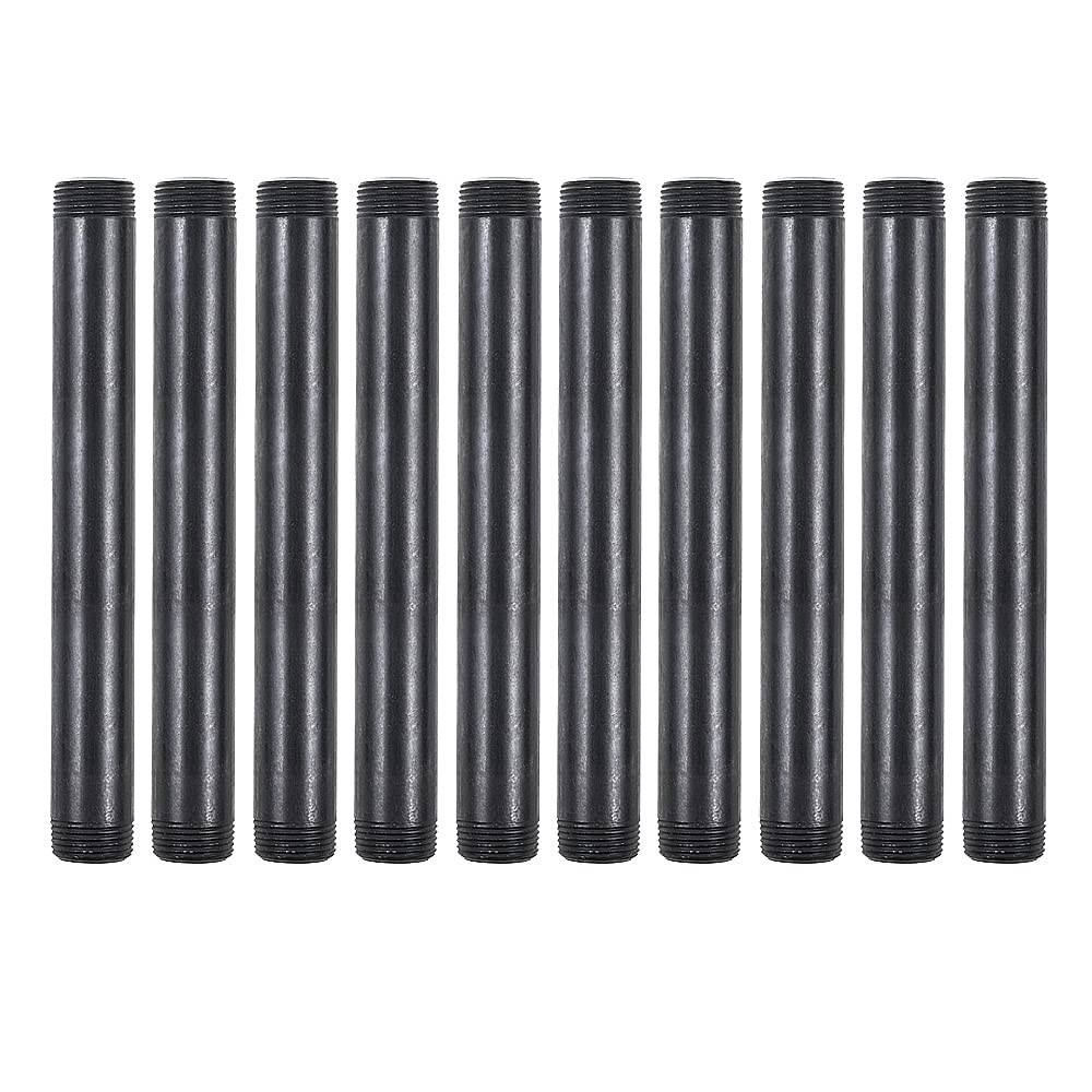 Niubid 10 Pack 3/4 Inches x 8 Black Malleable Steel 3/4” x 8”,