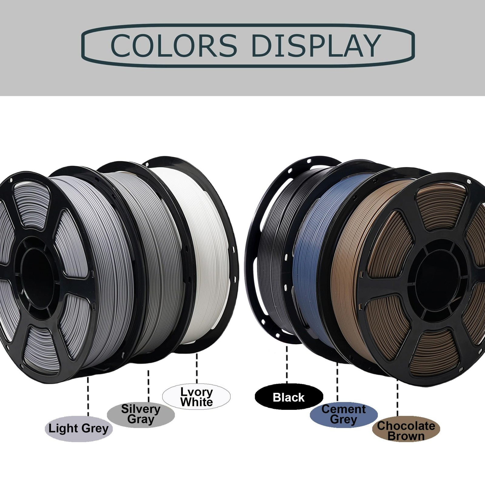 1.75 millimeters, 1kg*6-pla+ (Black+cement Grey+chocolate Brown+silvery…