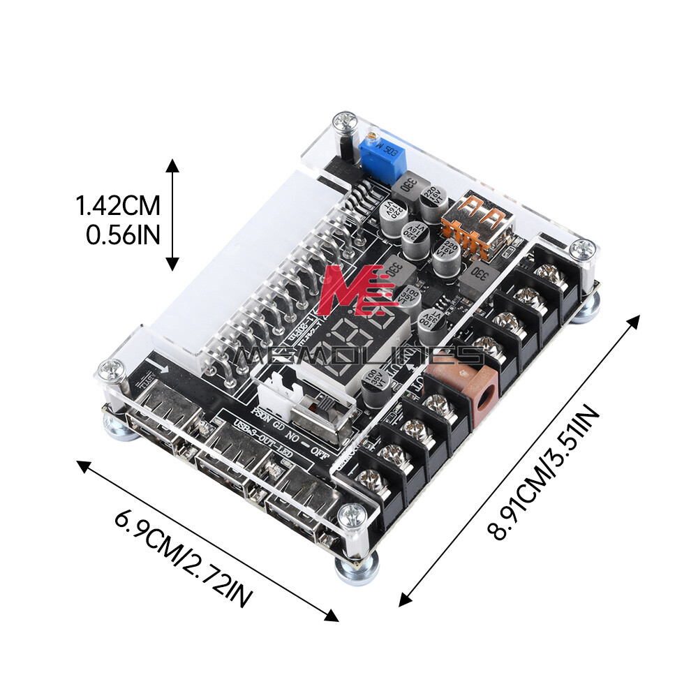 20/24Pin ATX Power Supply Breakout Board Adjustable Voltage Module + Case USA