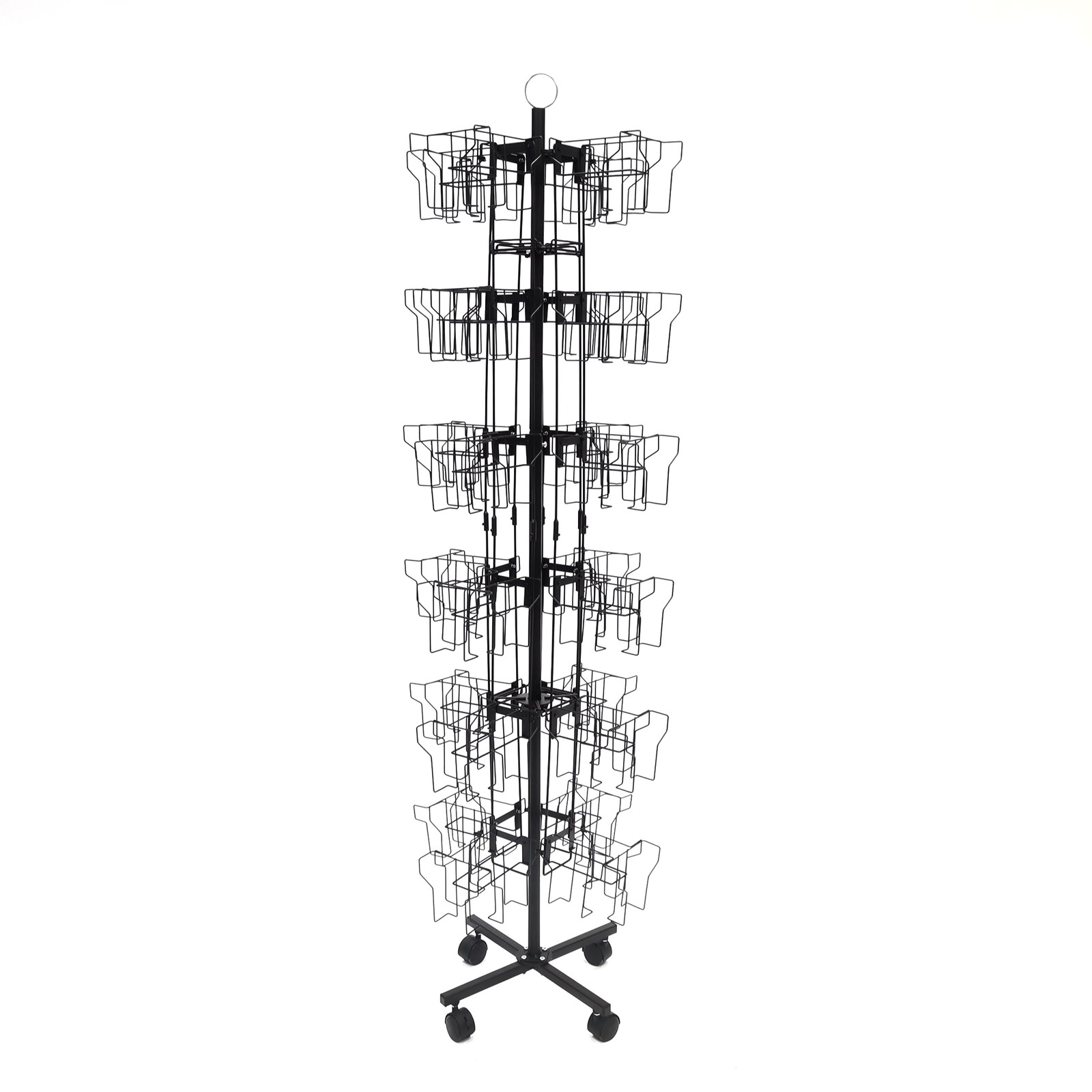 72-Pocket 5×7″ (5.3″) Vertical Greeting Card Display Spinning Floor Stand Post