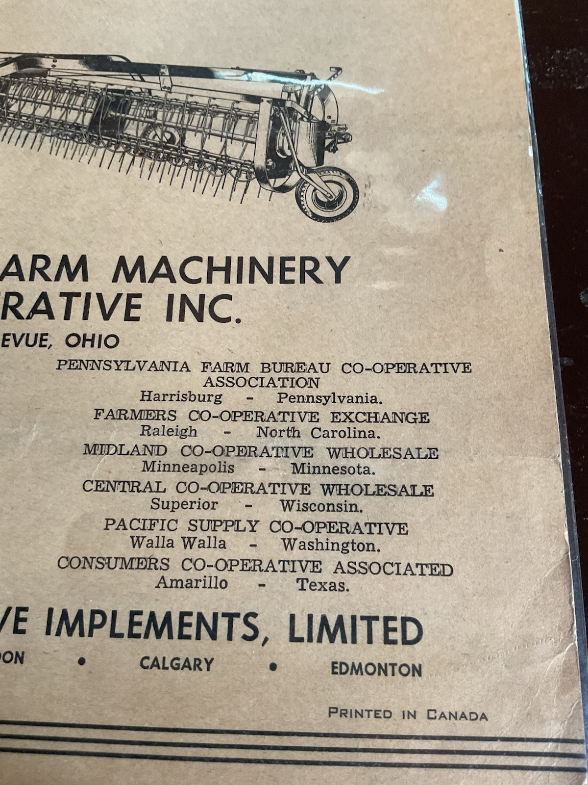 Vintage Co-op E5 side delivery rake set up an operating instructions