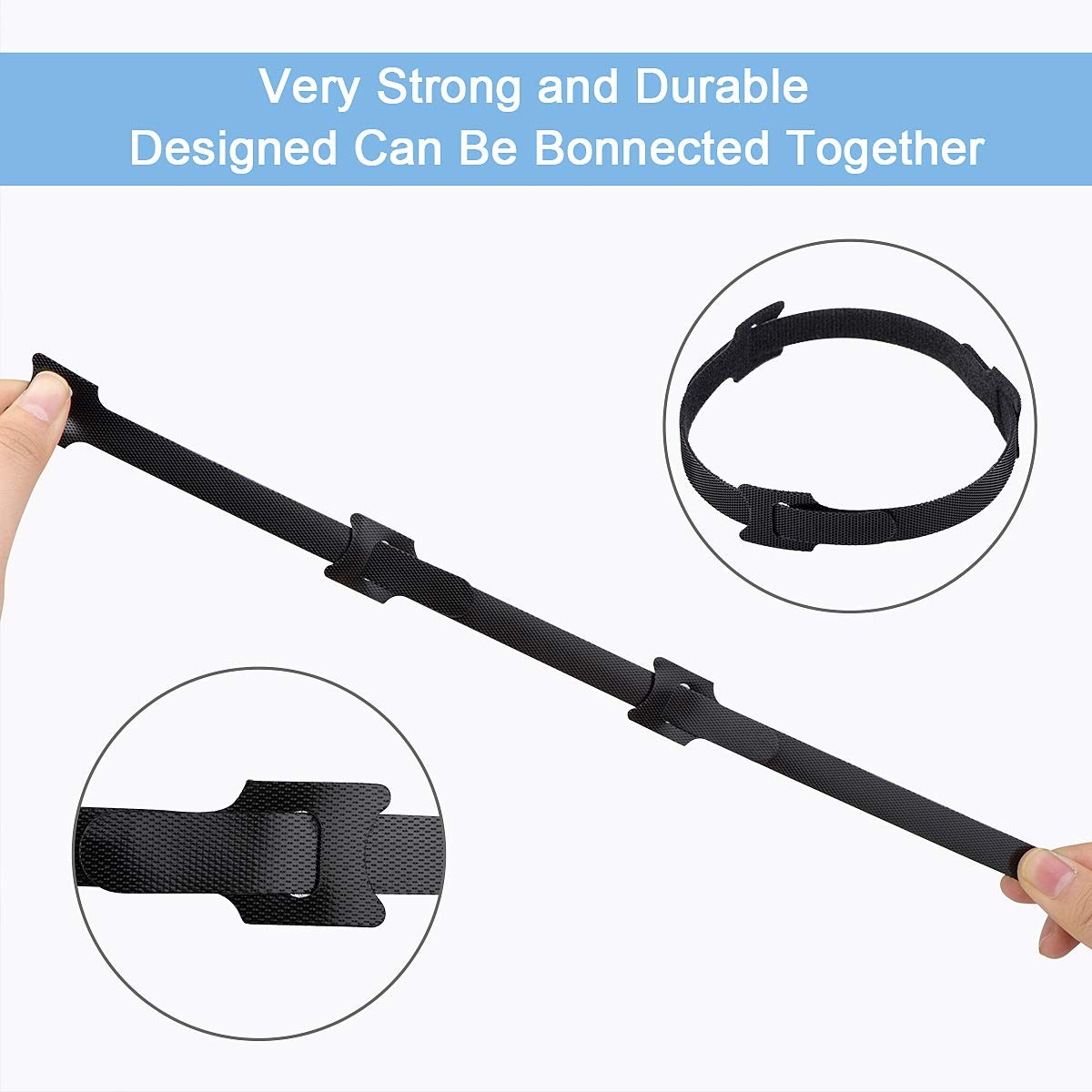 Nettbe Reusable Cable Ties, 60 PCS 8 Inches Adjustable 8inches-60PCS, Black