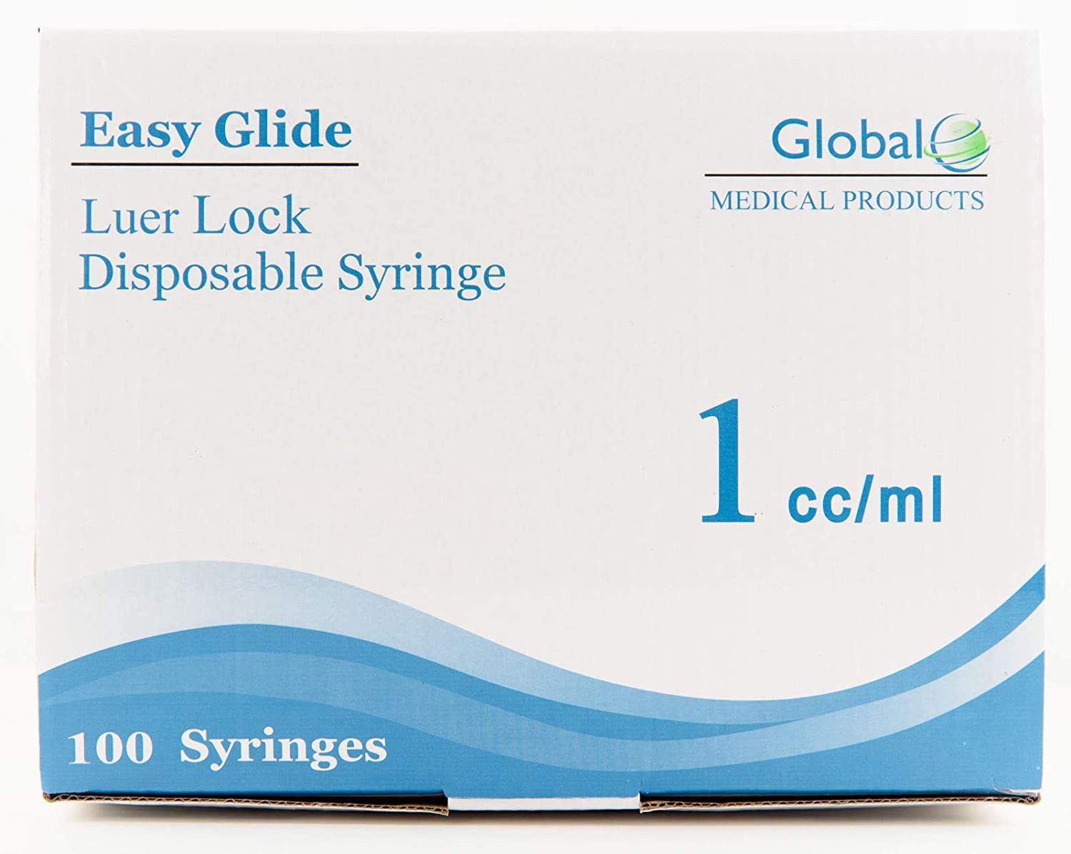 Easy Glide 1ml 1cc Sterile Syringe Luer Lock Tip, No Needle, Pack of 100 1CC