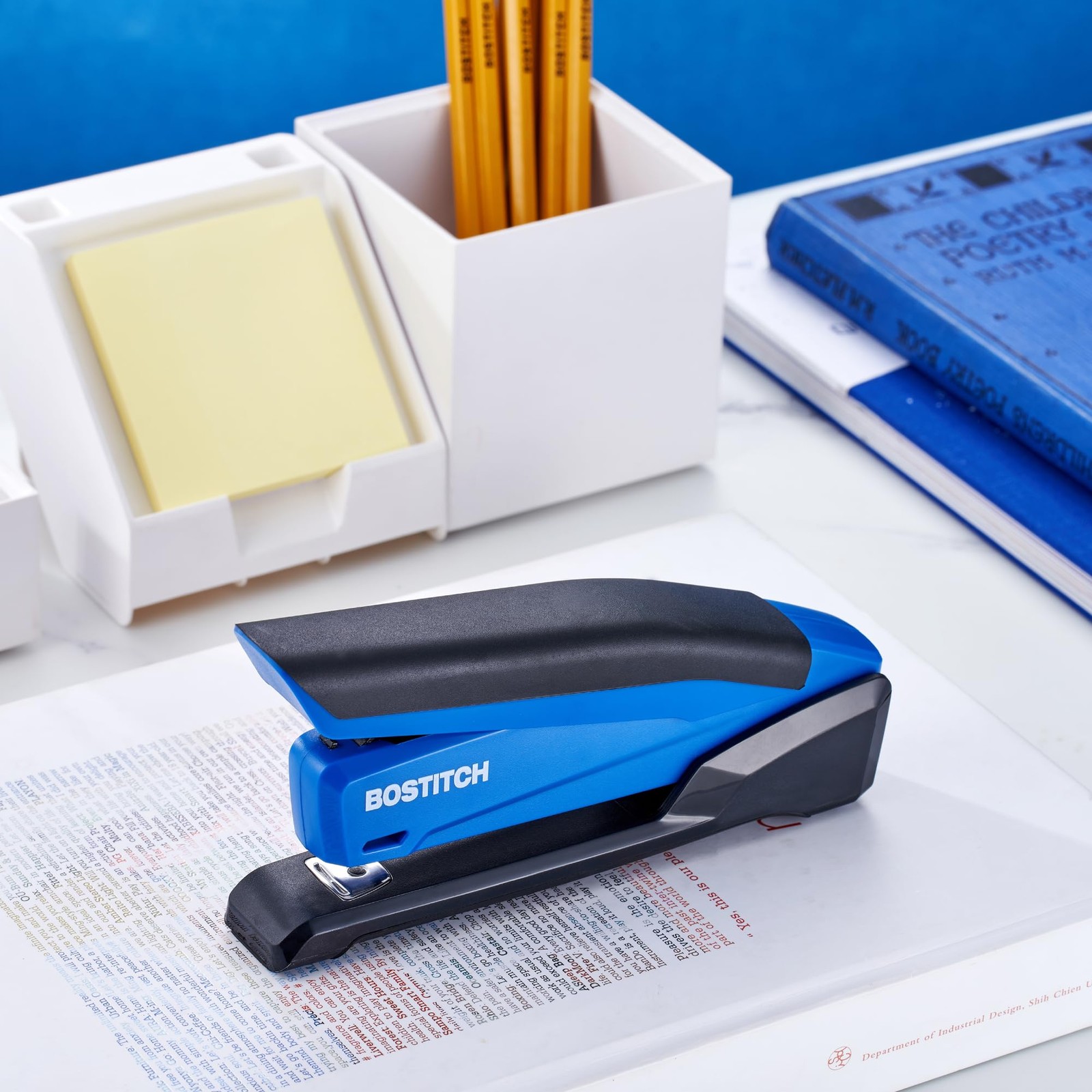 Bostitch Office InPower Spring-Powered Desktop Plastic-Full Strip, Blue