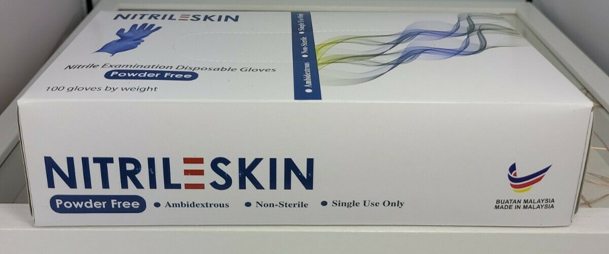 NitrileSkin Nitrile Examination Disposable ( 1 Box of 100 Gloves) Size XL