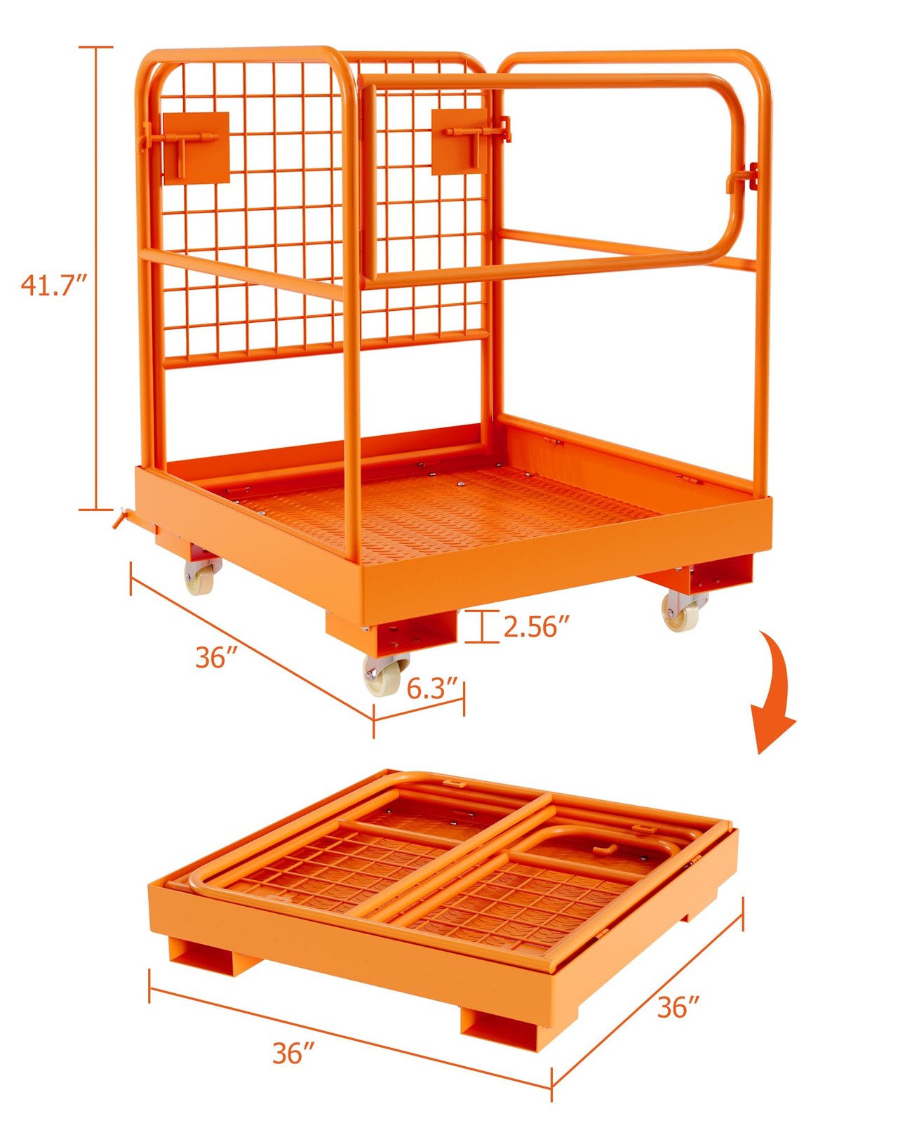 1200lbs Forklift Safety Cage Heavy Duty Collapsible 36″ x 36″ Steel Man Basket