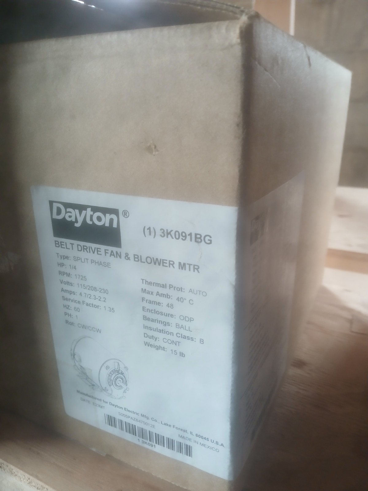 DAYTON Belt Drive Motor: 1 Speed, Open Drip Proof, Cradle Base Mount, 1/4 hp