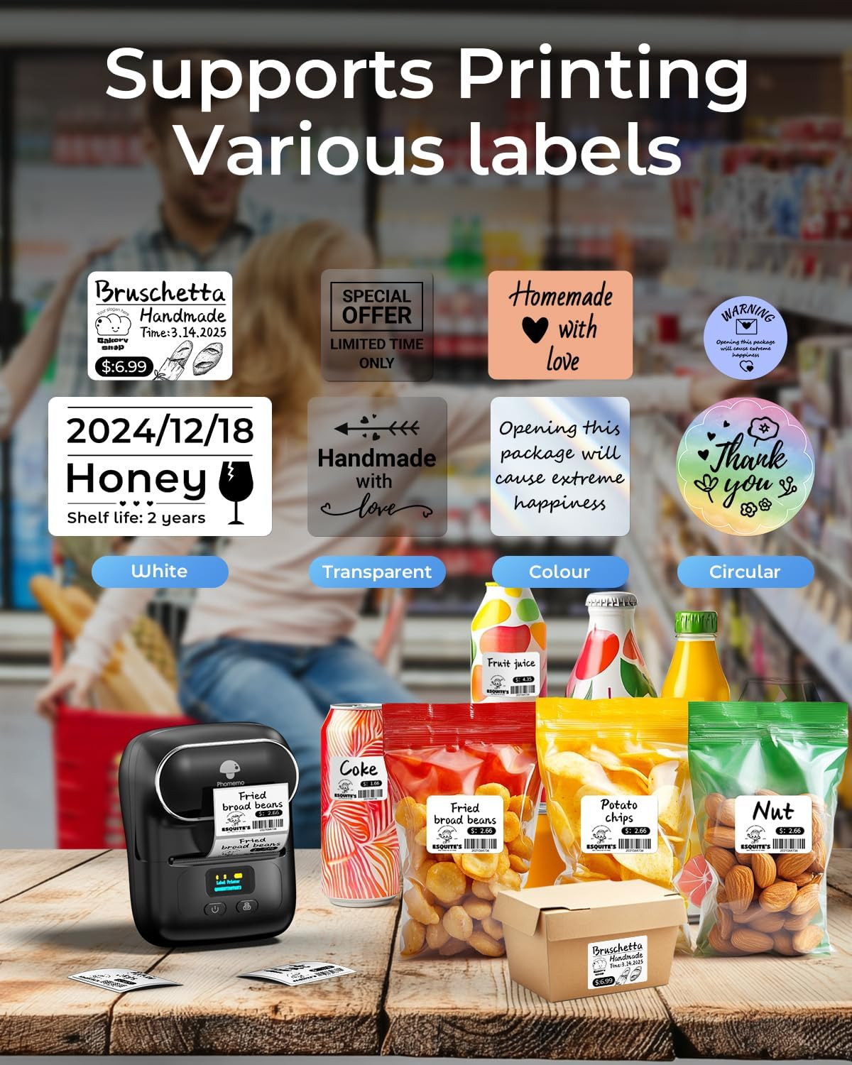 Phomemo M110 Label Makers – Barcode Thermal Bluetooth Label Printer