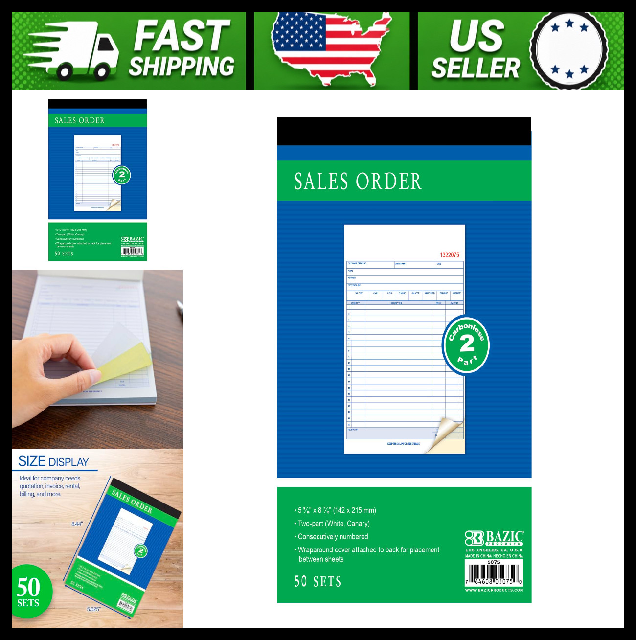 BAZIC 2-Part Carbonless Sales Order Book 50 Sets, Box of 24