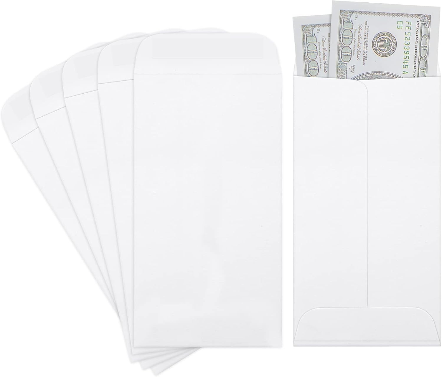 ValBox 3.5×6.5 Money Envelopes, White Kraft #7 Coin Envelopes, Small Parts Envel