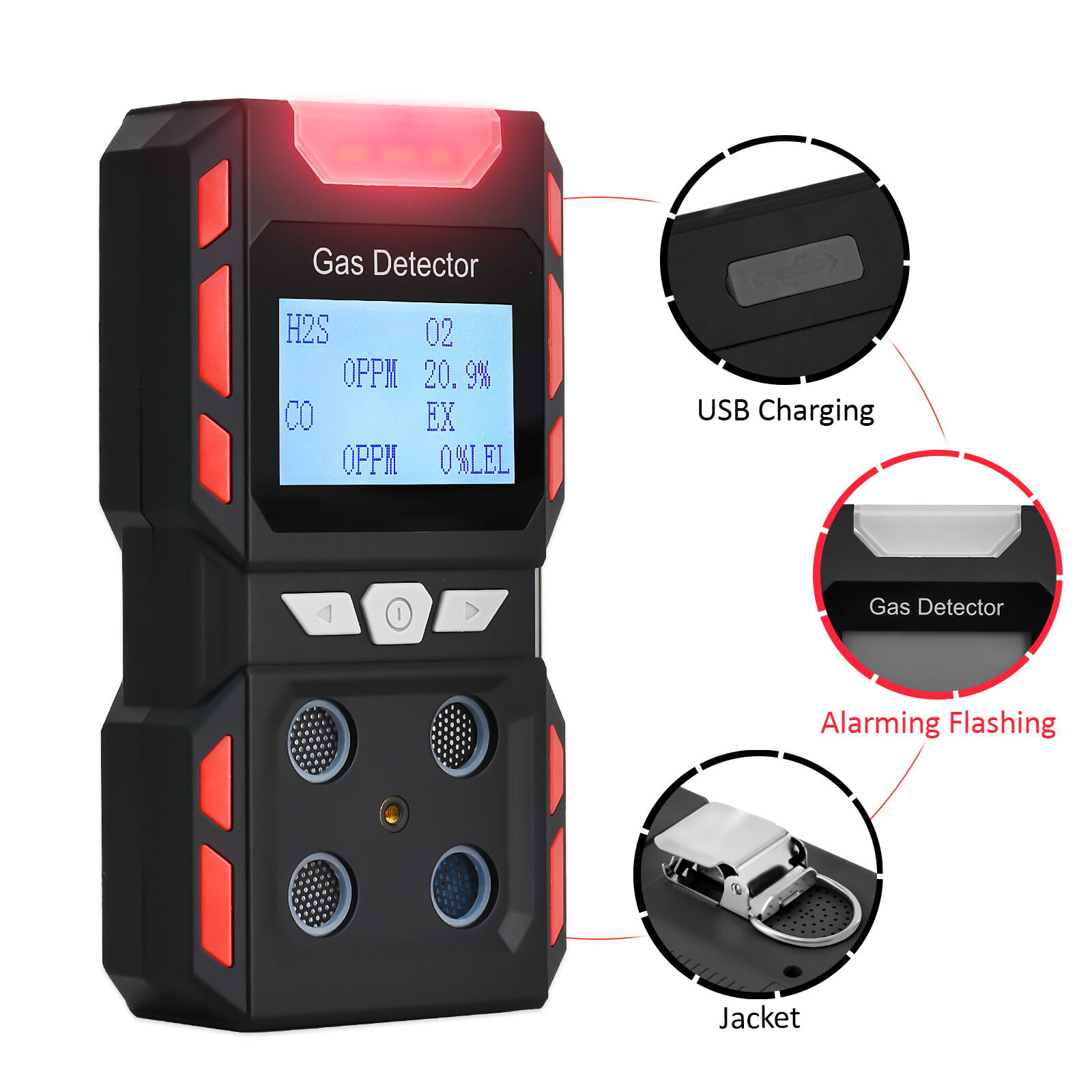 Industrial Gas Detector 4 Gas Tester Explosion-proof combustible gas detector US