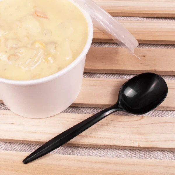 Karat PP Plastic Medium Weight Soup Spoons Bulk Box – Black – 1,000 ct, U2002B