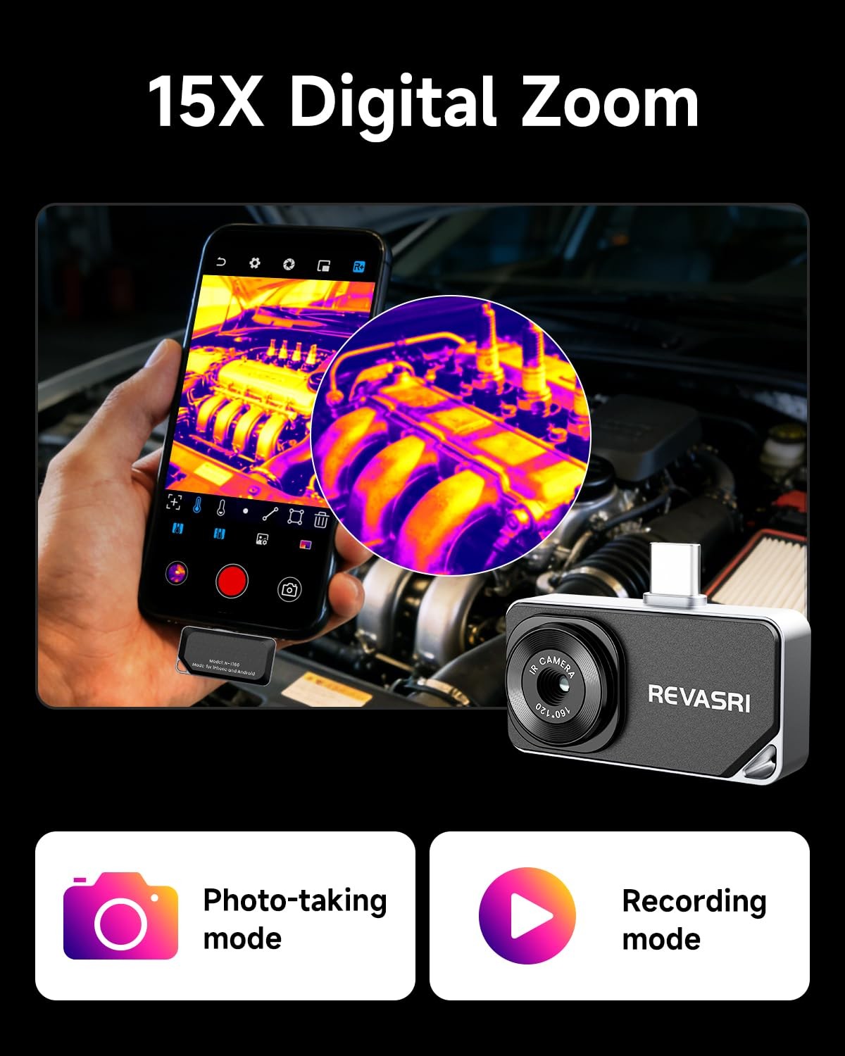 REVASRI Thermal Camera for Type-C iPhone & Android Device, 320×240 Super…