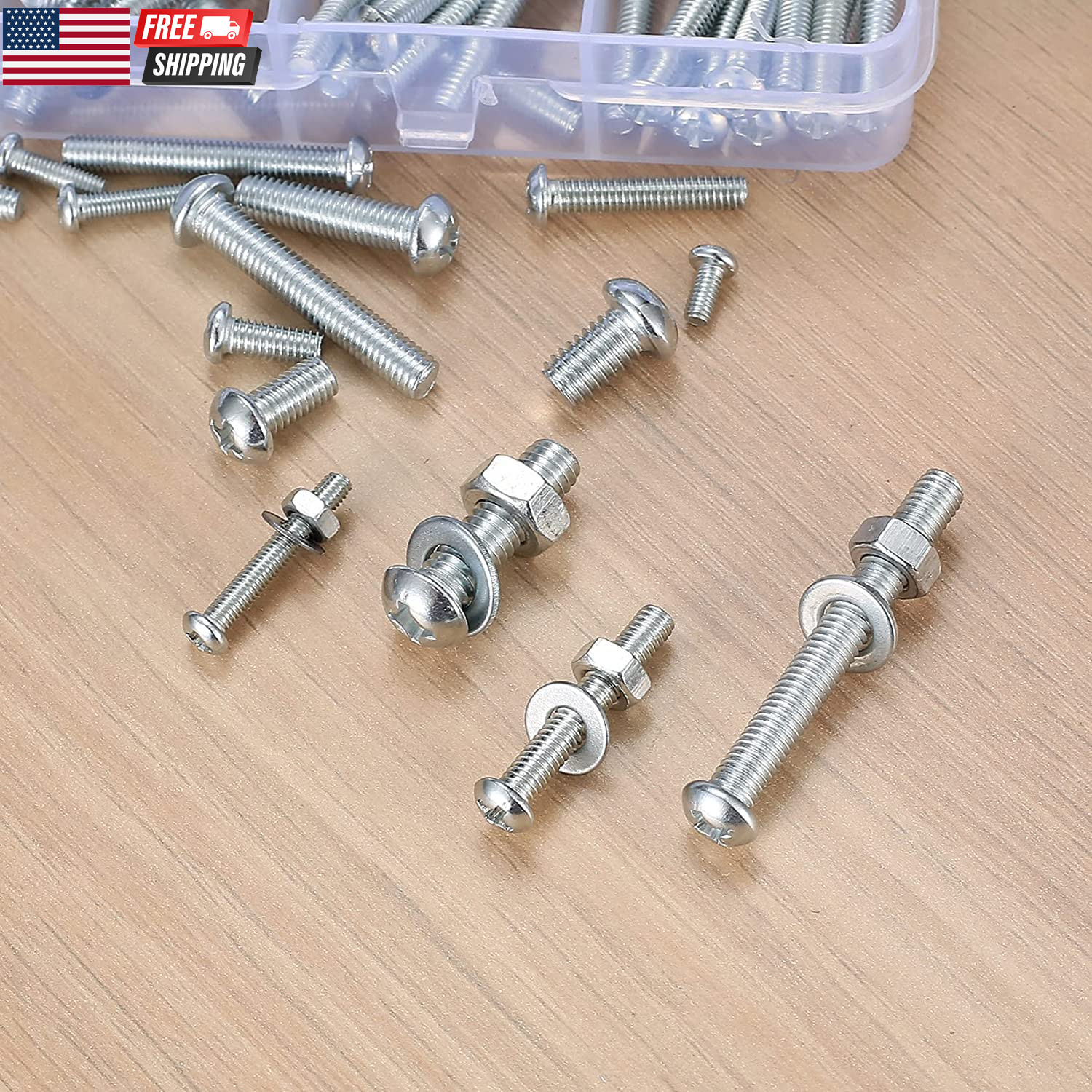 1080 Pcs Screws Bolts & Nuts Assortment Kit Metric Machine Screws & Nuts & Flat