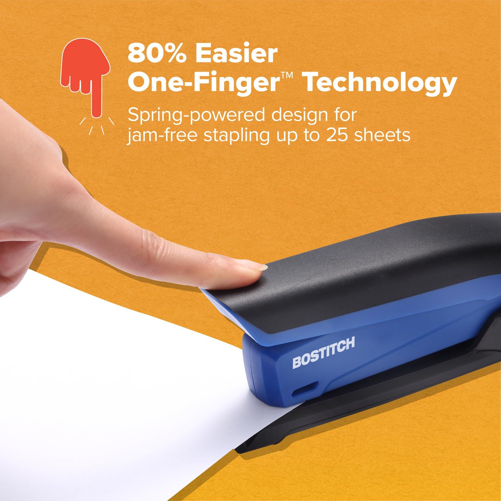 Bostitch Office InPower Spring-Powered Desktop Plastic-Full Strip, Blue