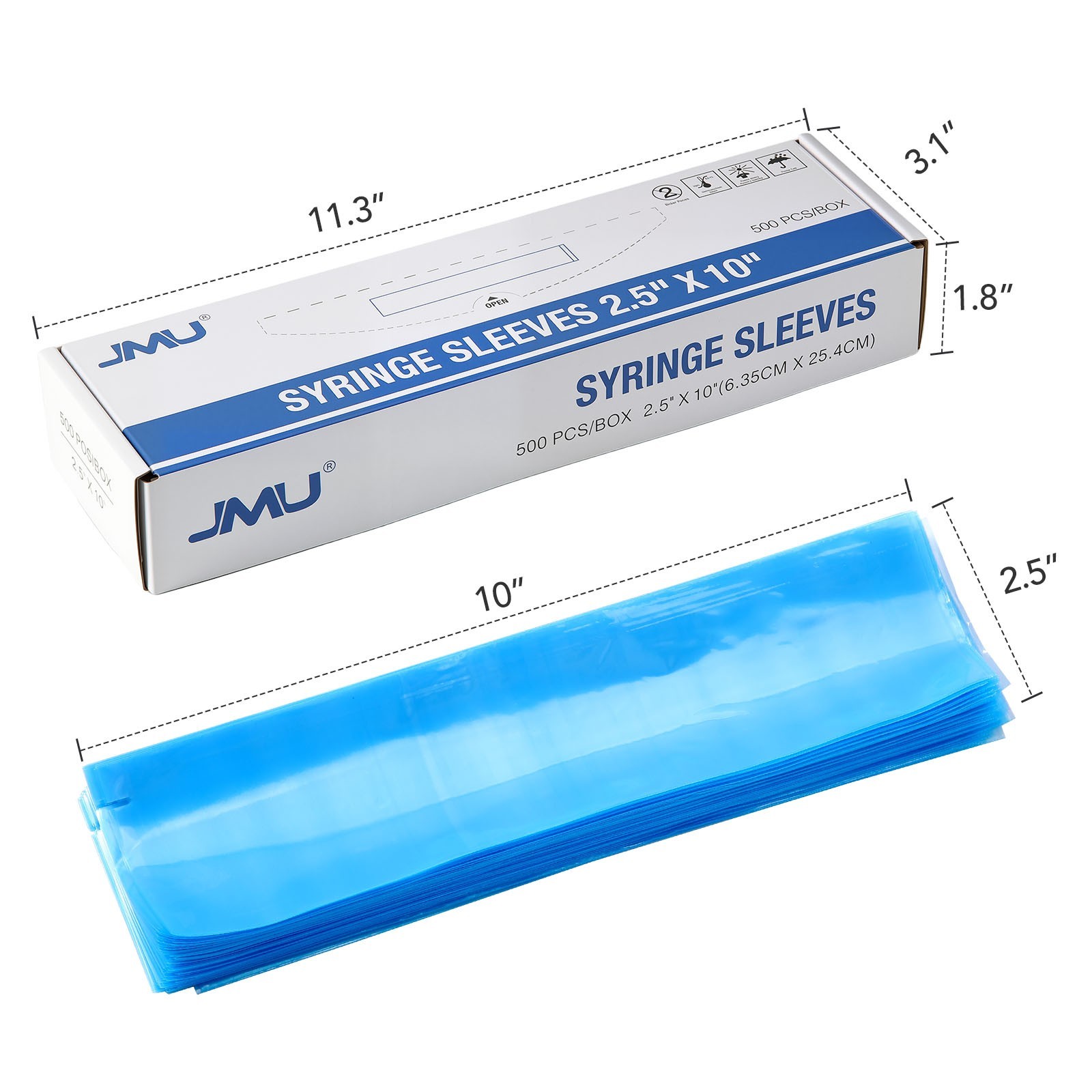 500/2500/5000PCS JMU Dental 3 Way Air Water Syringe Sleeve Cover 2.5”X10” Blue