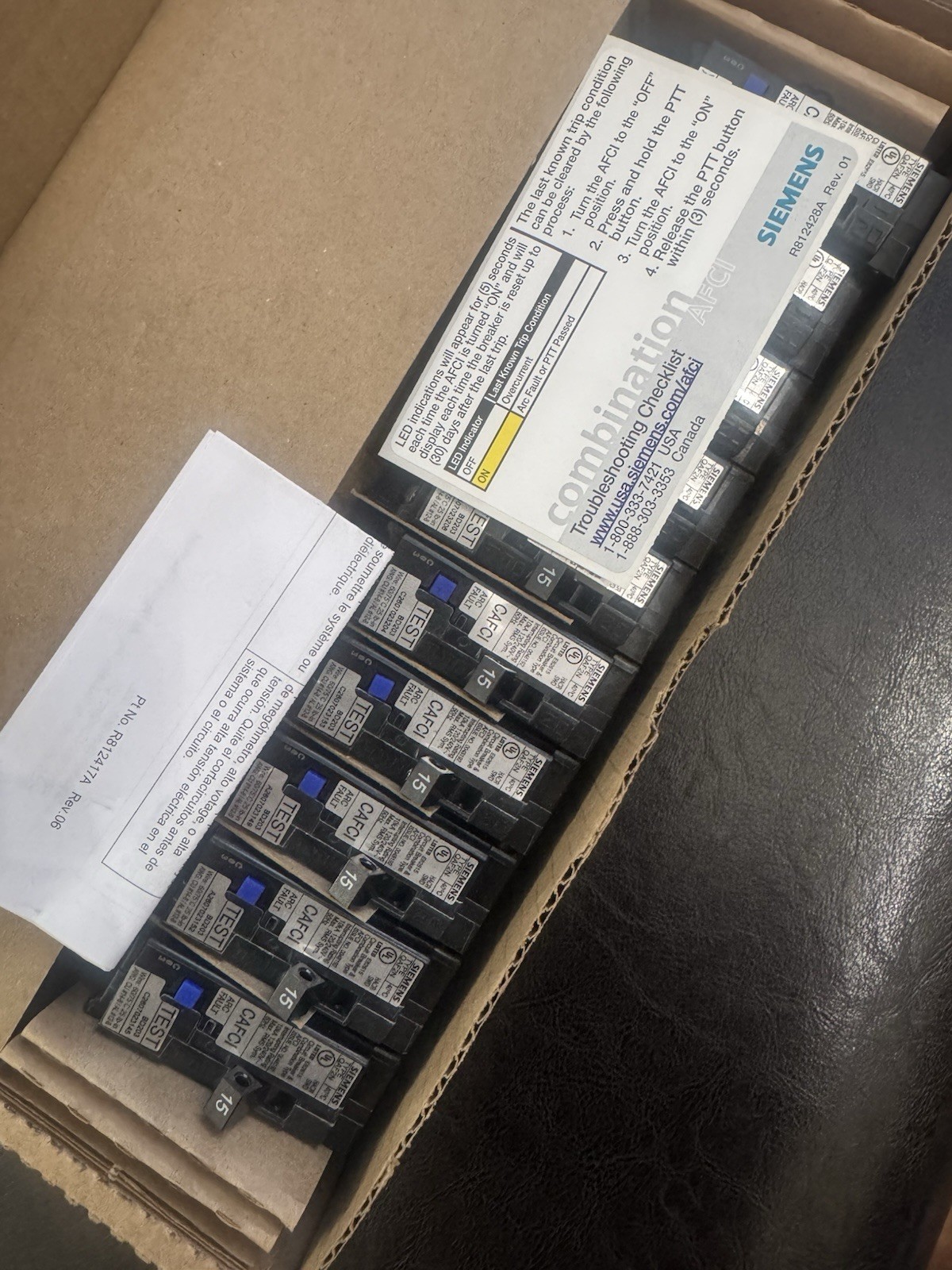 Siemens QA115AFCN 10 PACK 15A Arc Fault Circuit Breaker. 1 Pole. NEW IN BOX